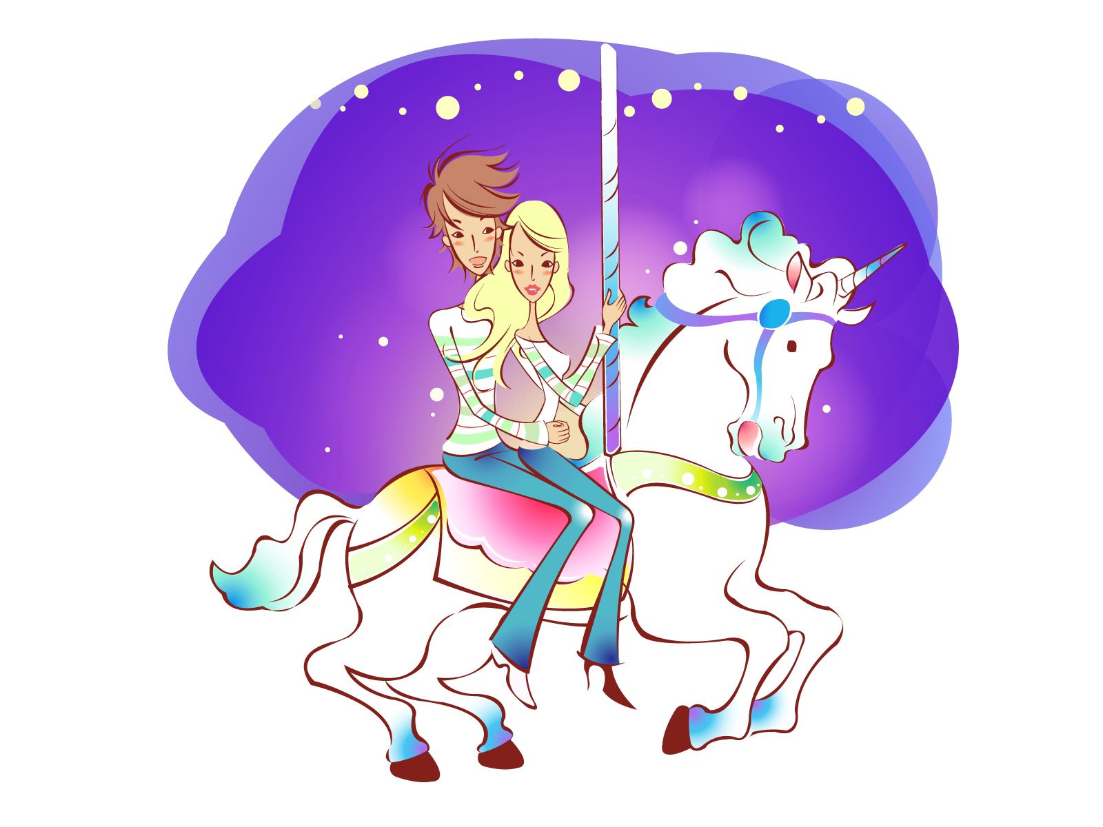 art, love, couple, pair, picture, drawing, entertainment, carousel, merry go round