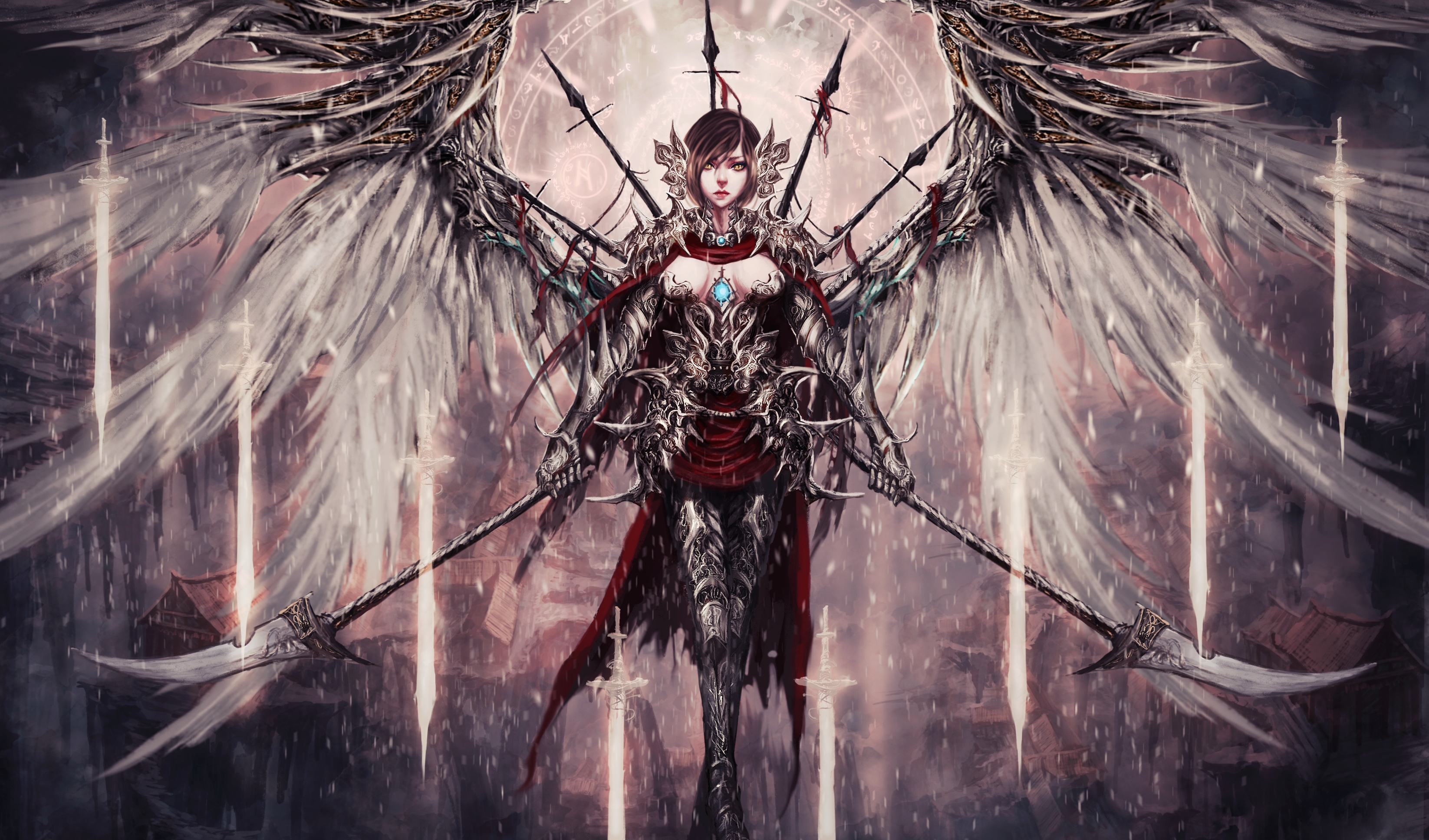 Download mobile wallpaper Fantasy, Wings, Angel, Armor, Spear, Angel Warrior for free.