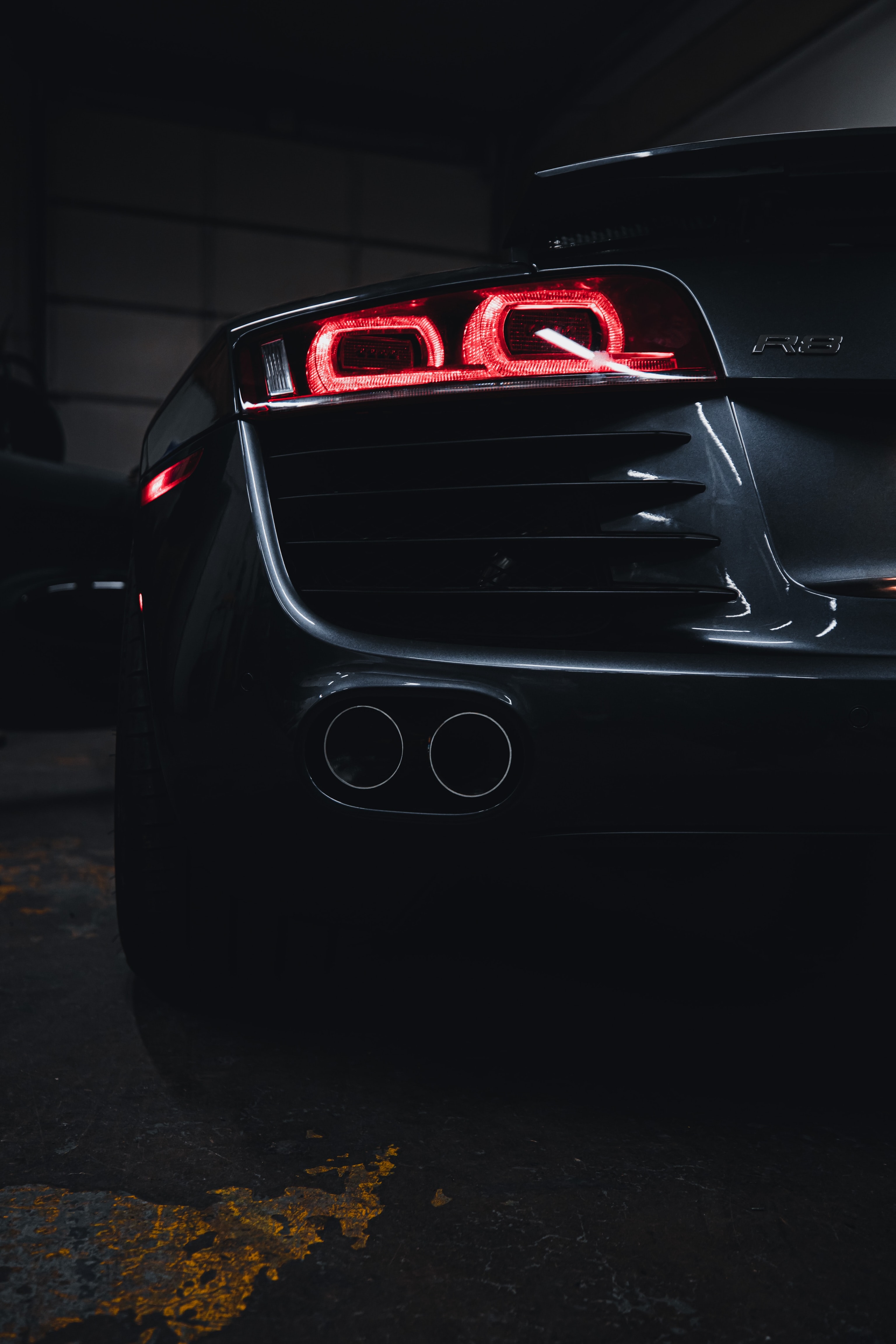 audi r8, back view, audi, cars, rear view, car, grey cell phone wallpapers