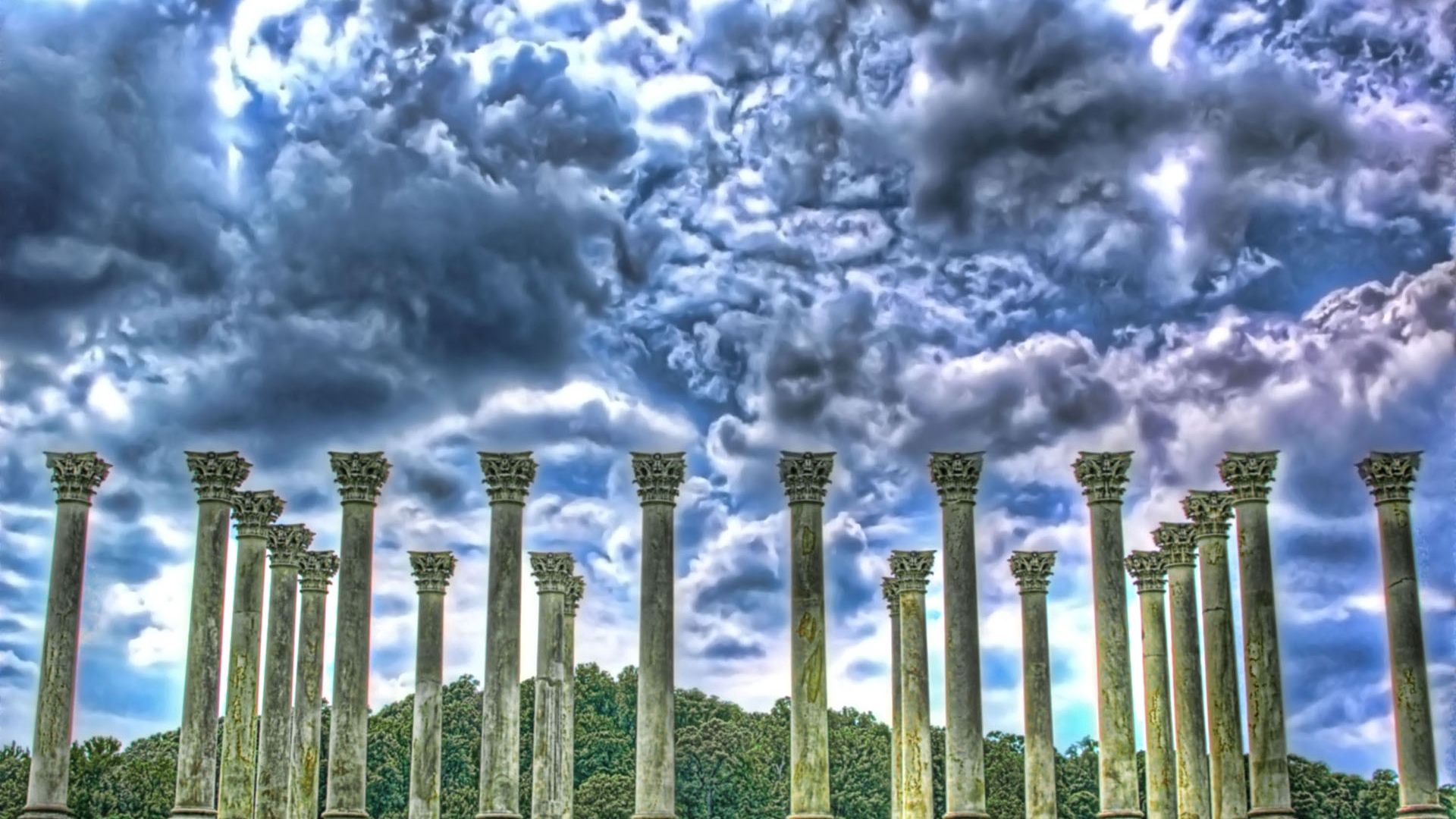 clouds, cities, sky, hdr, column, columns wallpapers for tablet