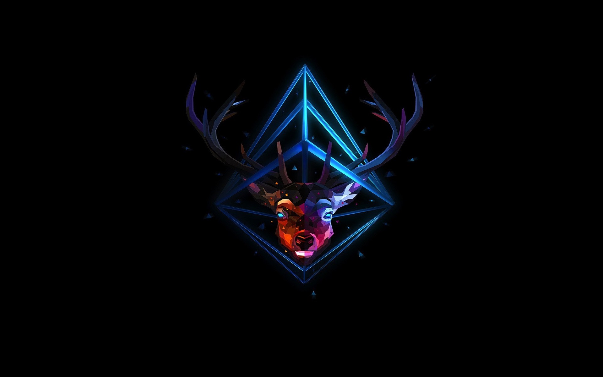 low poly, abstract, facets, deer, horns
