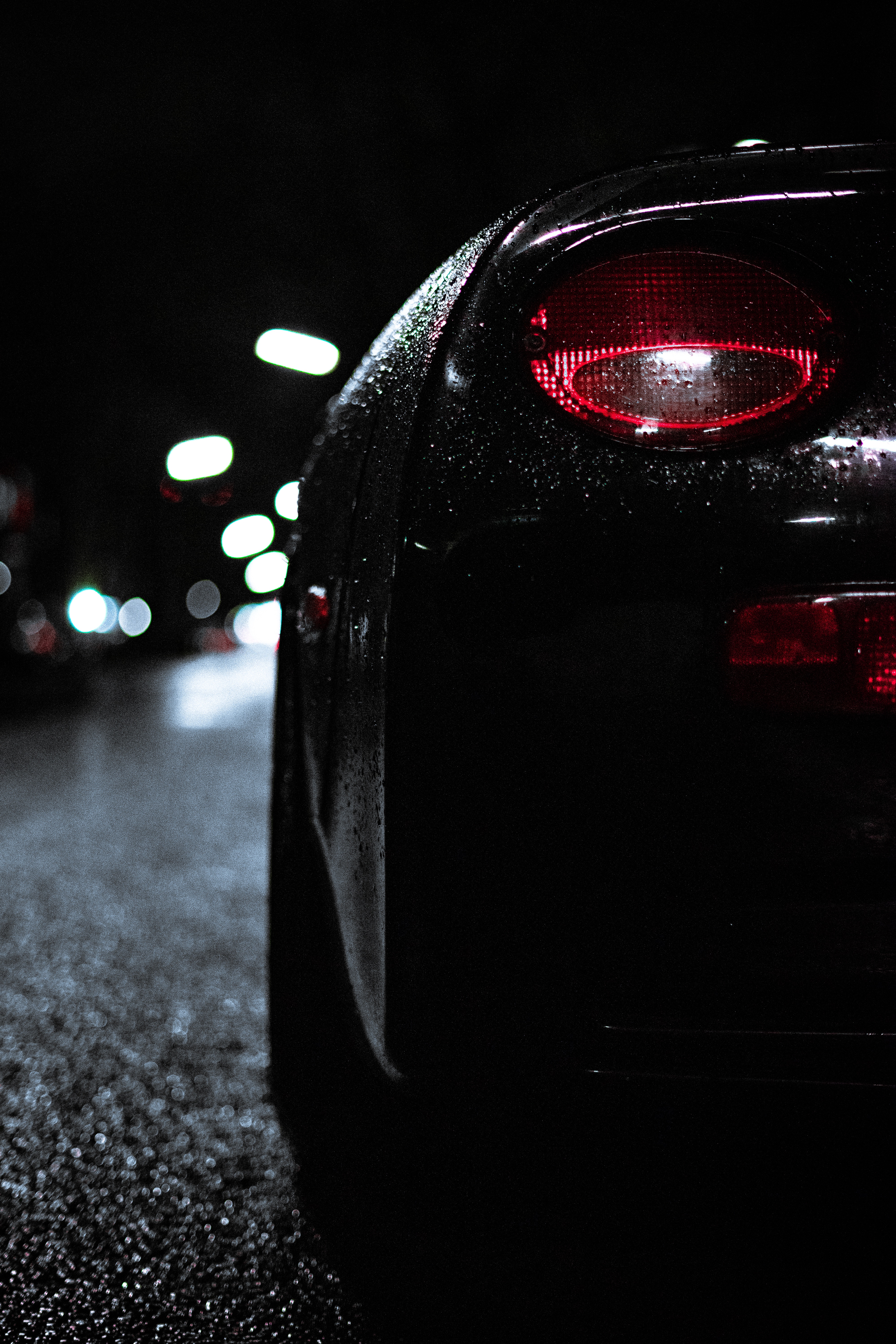 Download mobile wallpaper Car, Drops, Moisture, Cars, Headlight, Darkness, Night for free.