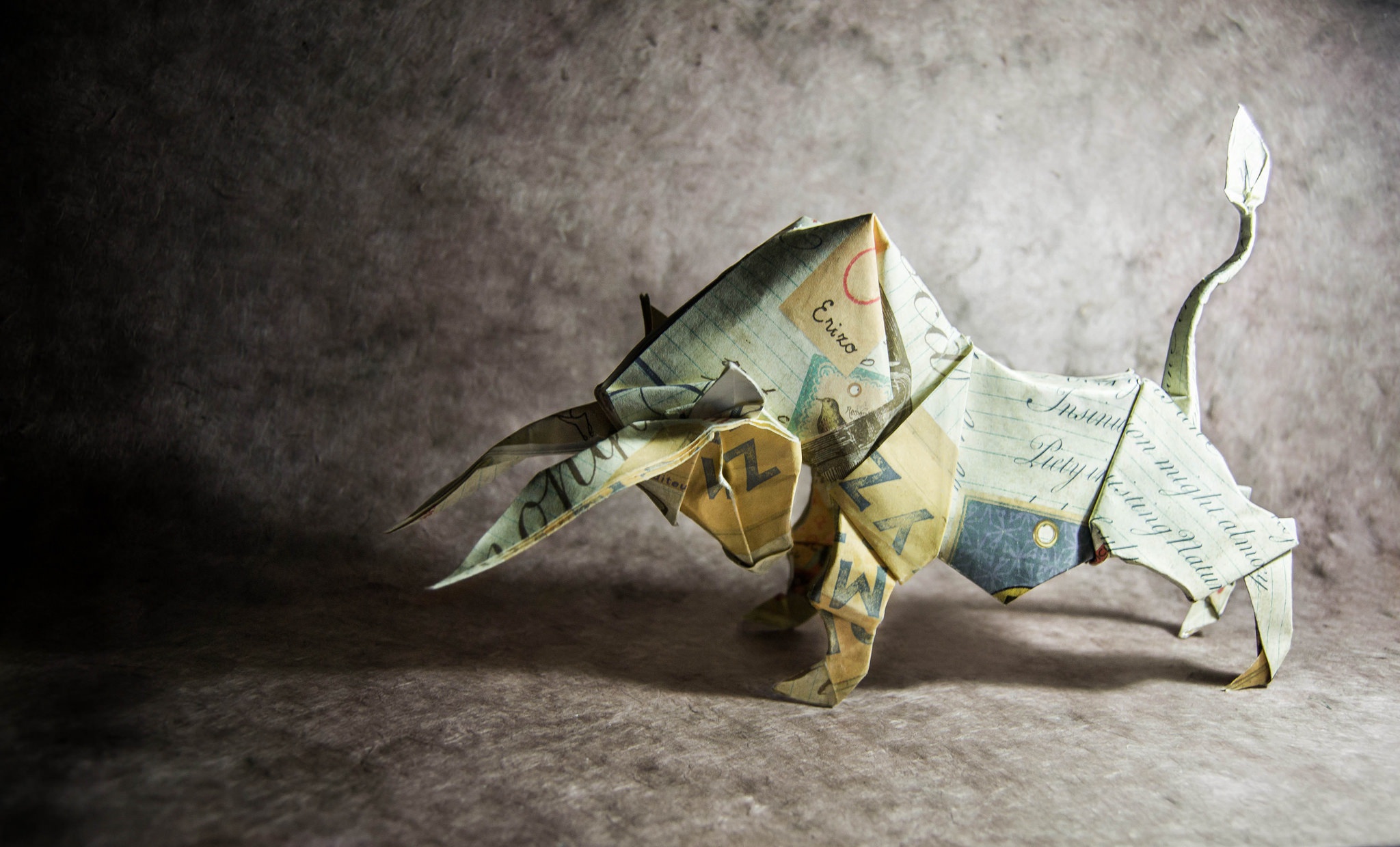 bull, origami, man made