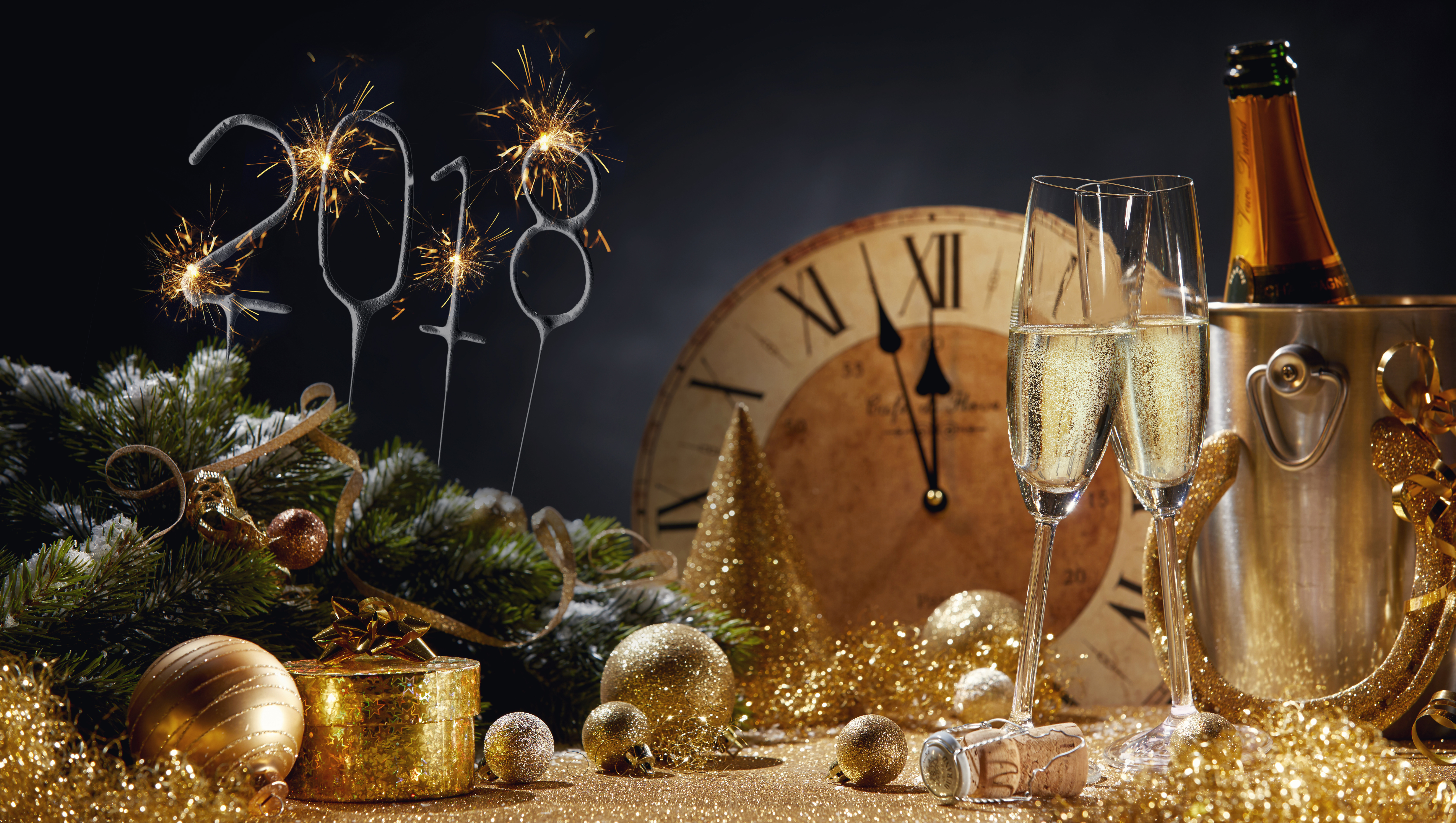 1529970 descargar imagen día festivo, nuevo año 2018, alcohol, celebracion, champán, bebida, dorado, año nuevo: fondos de pantalla y protectores de pantalla gratis