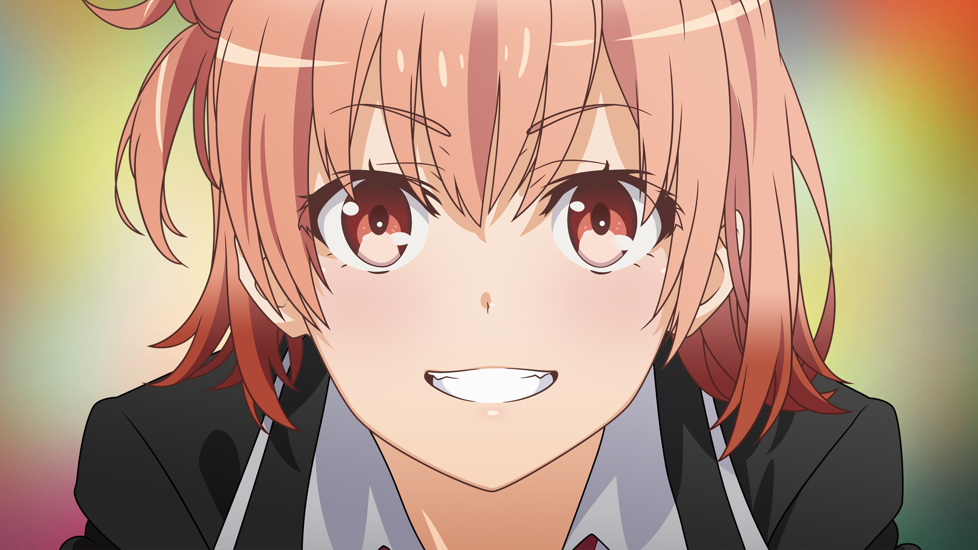 schoolgirl, anime, my teen romantic comedy snafu, orange eyes, orange hair, school uniform, smile, yui yuigahama