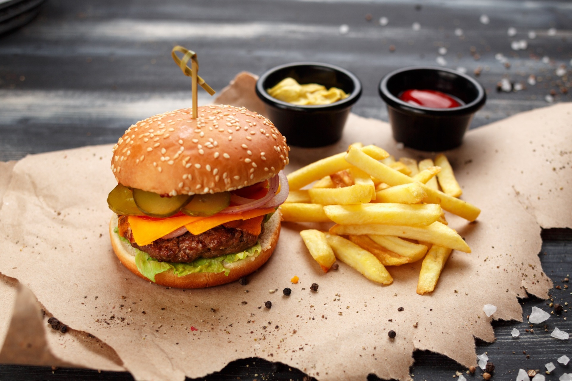 food, burger, french fries
