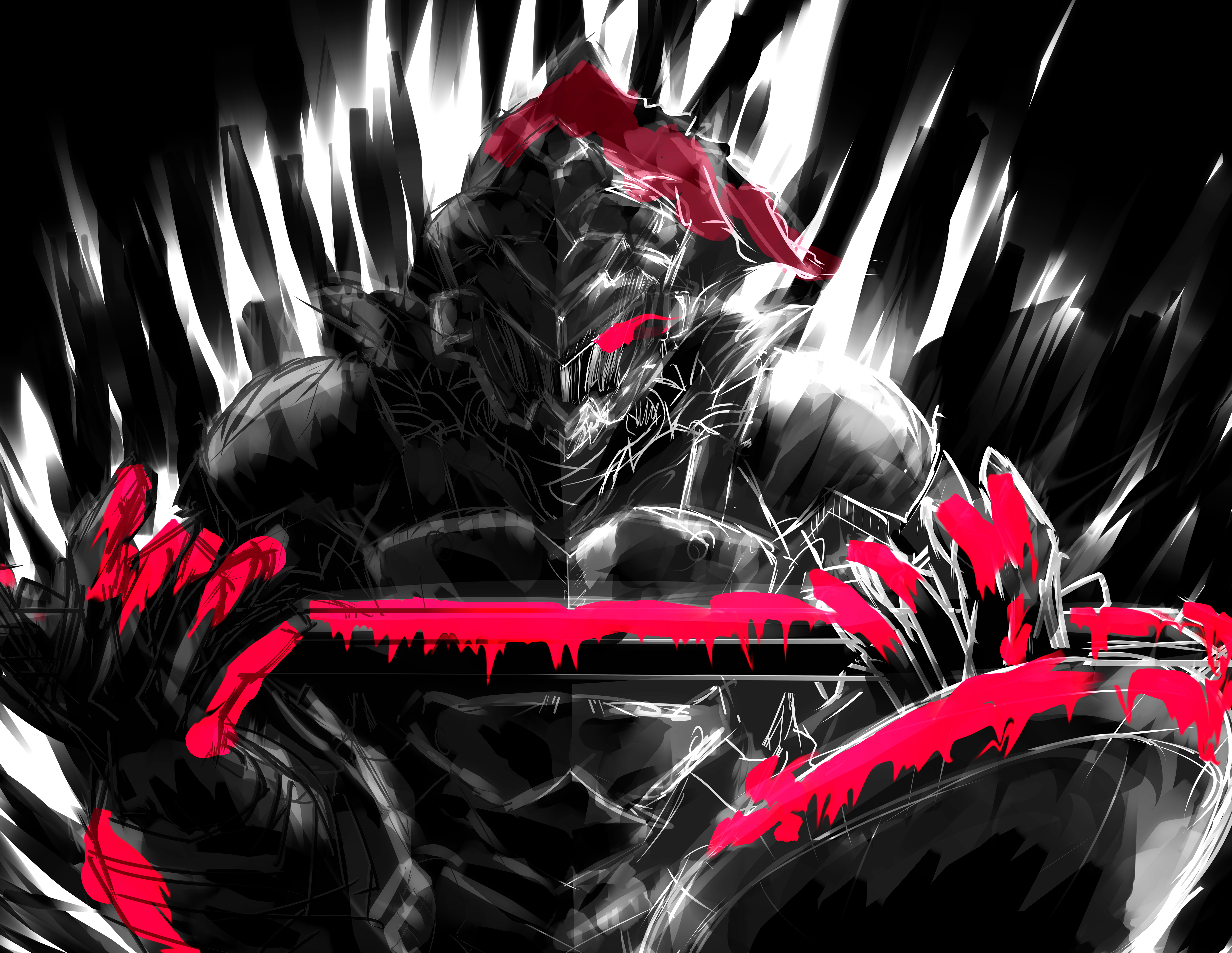 goblin slayer, shield, helmet, anime, armor, sword cellphone