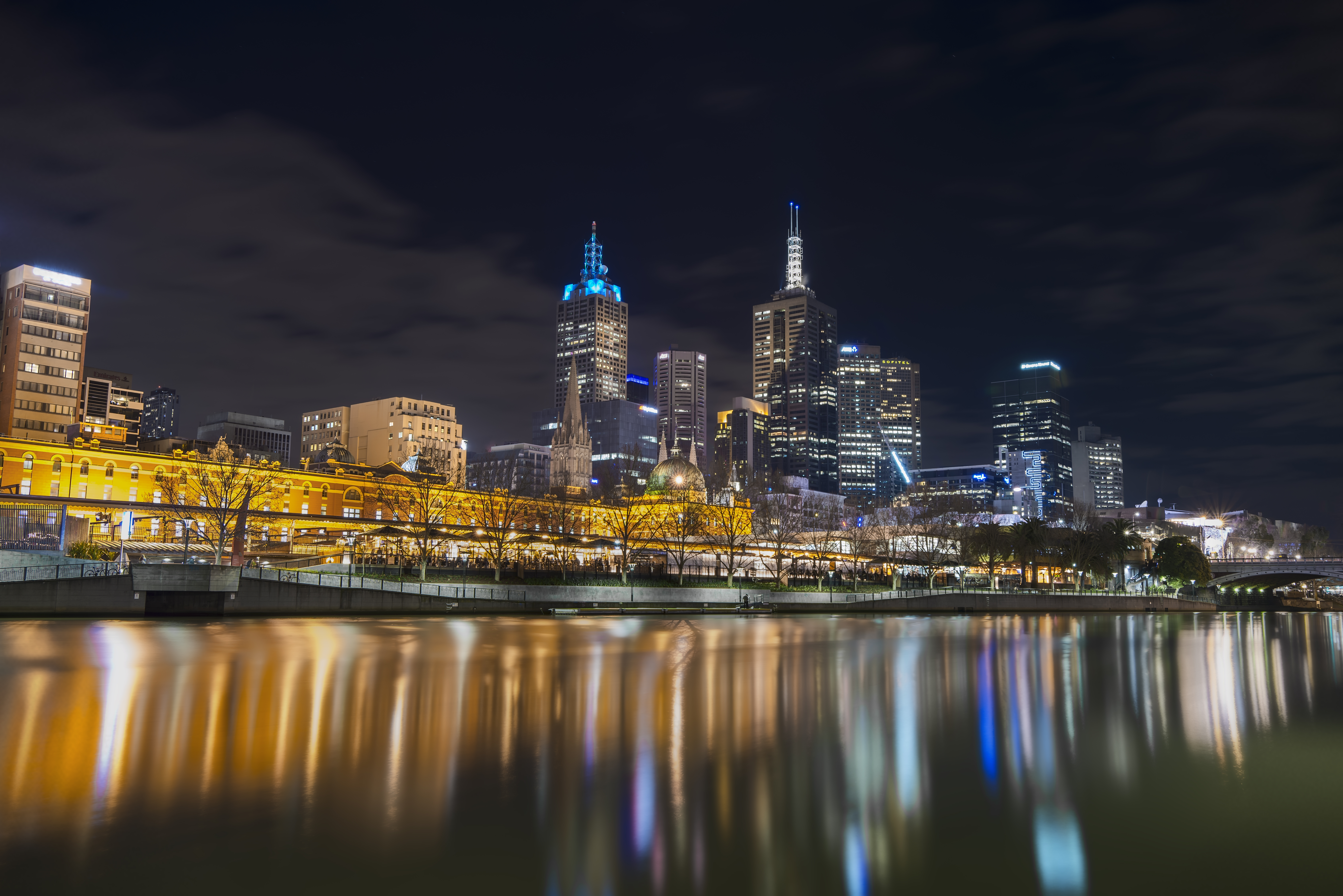 Free download wallpaper Water, Lights, Reflection, Night City, Cities on your PC desktop