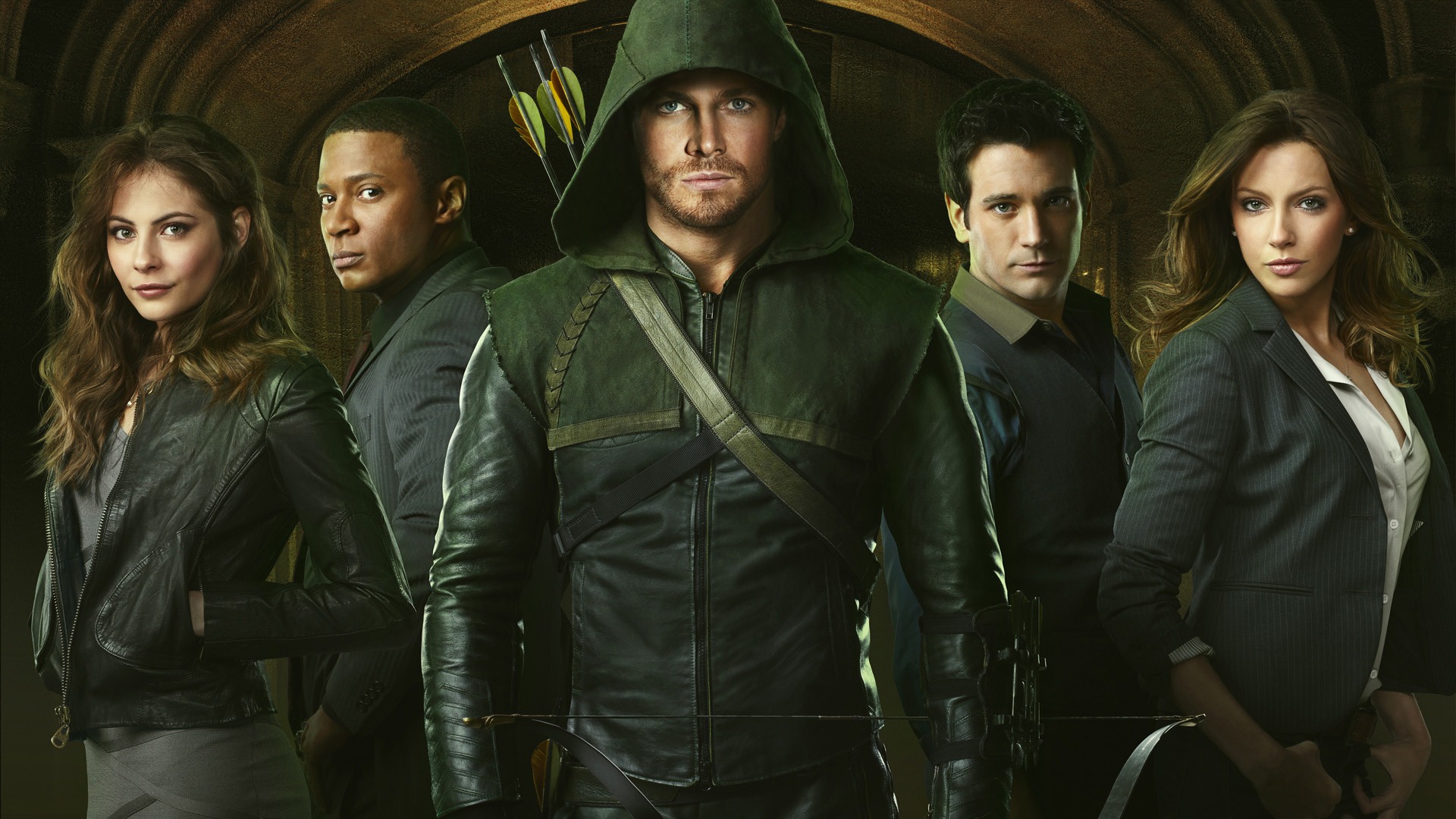 arrow, tv show, colin donnell, david ramsey, green arrow, john diggle, katie cassidy, laurel lance, oliver queen, stephen amell, the hood, thea queen, tommy merlyn, willa holland