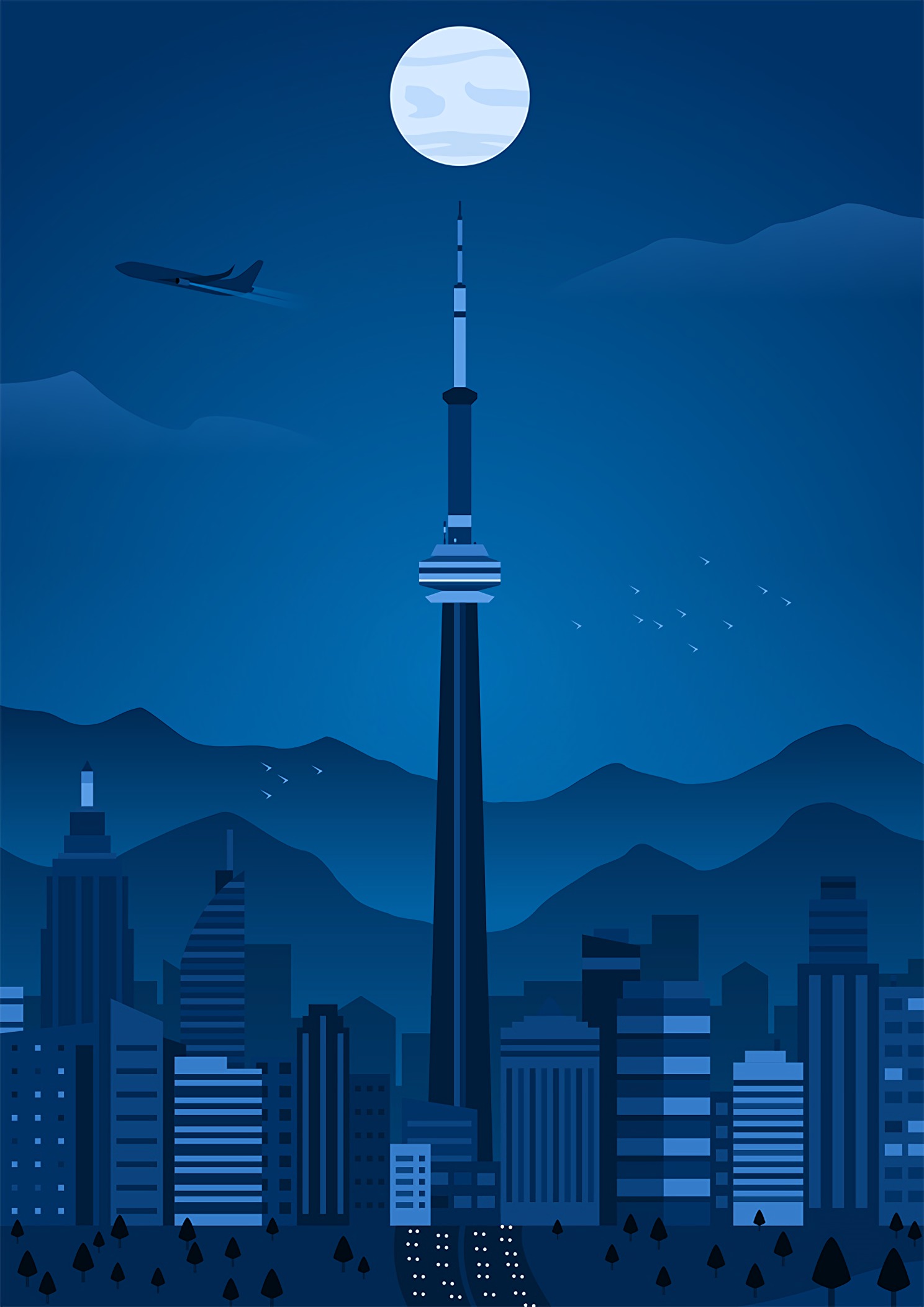 vector, art, night, city, tower wallpapers for tablet