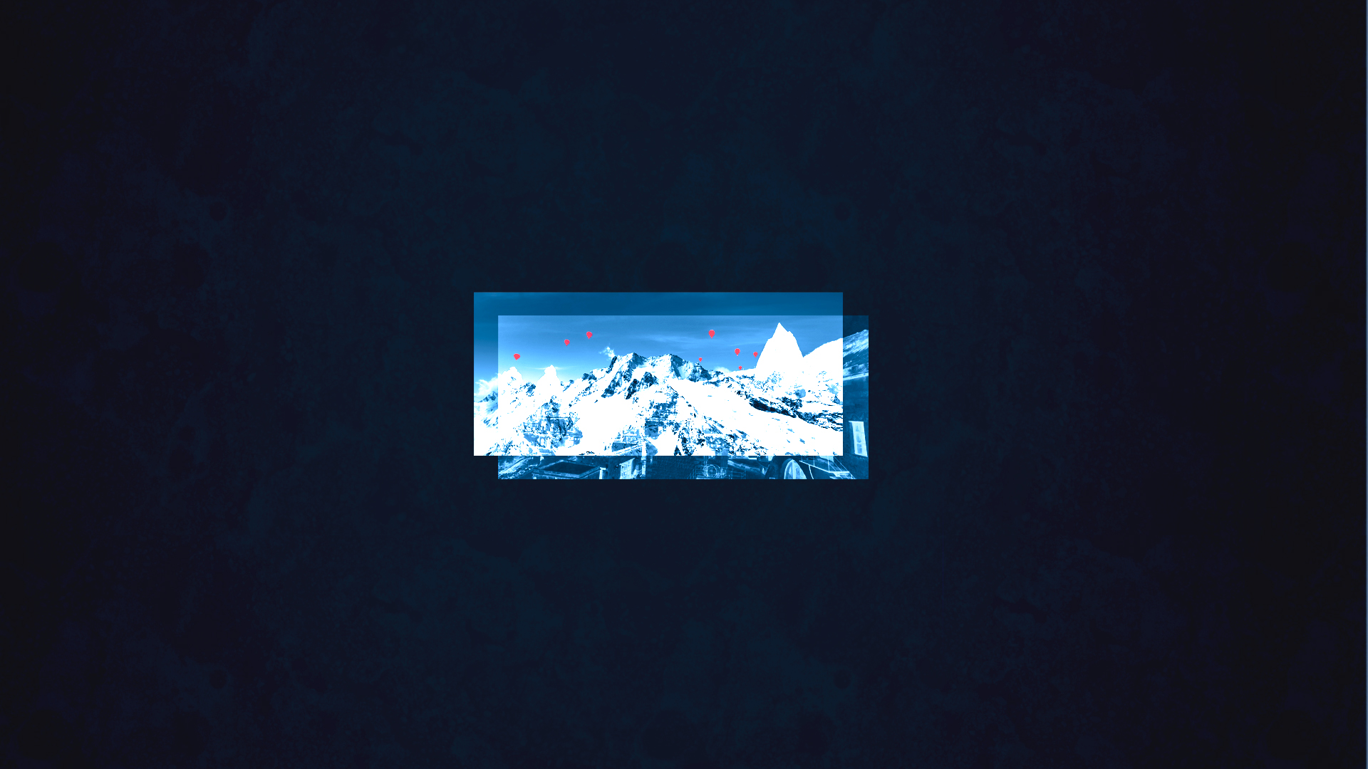 artistic, mountain, blue, box, hot air balloon, simple HD wallpaper