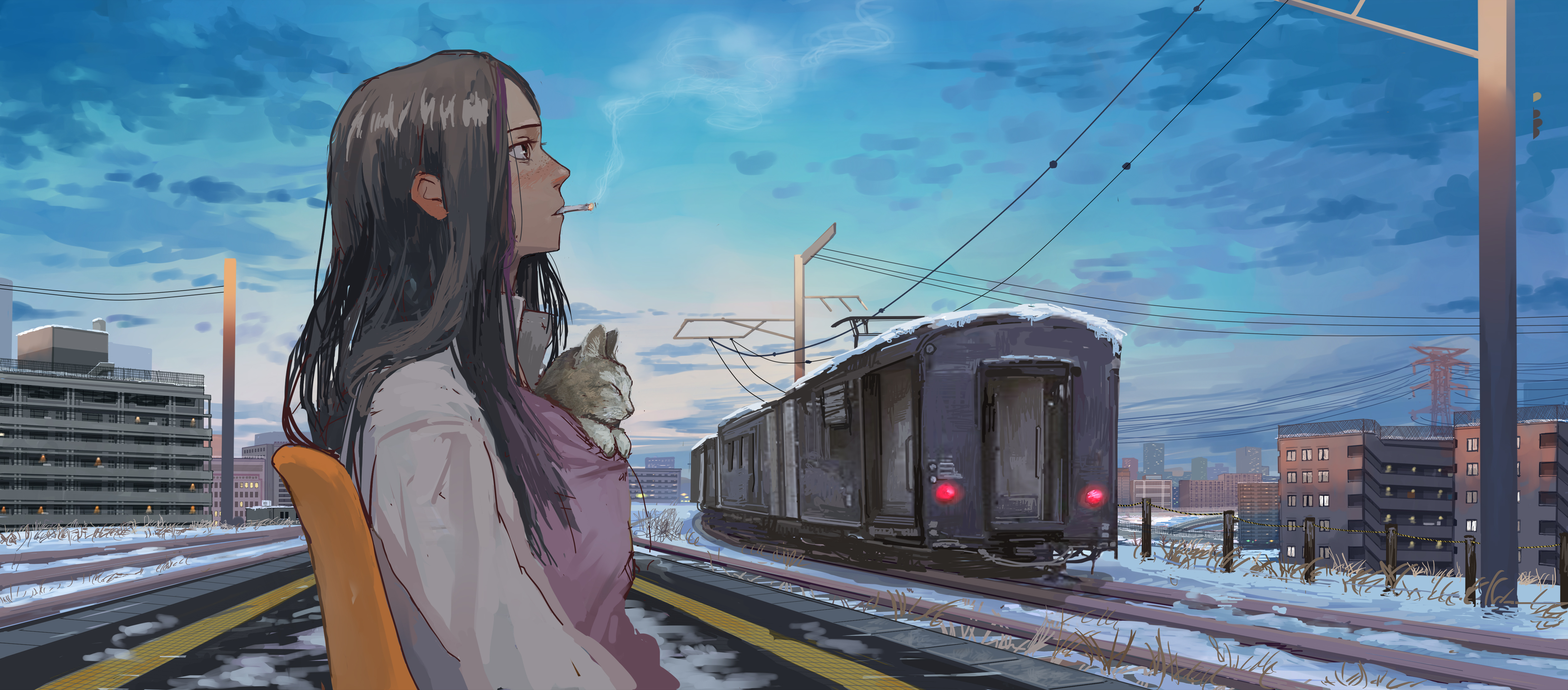Anime, Original, Girl, Lake, Train, Train Station, HD wallpaper | Peakpx