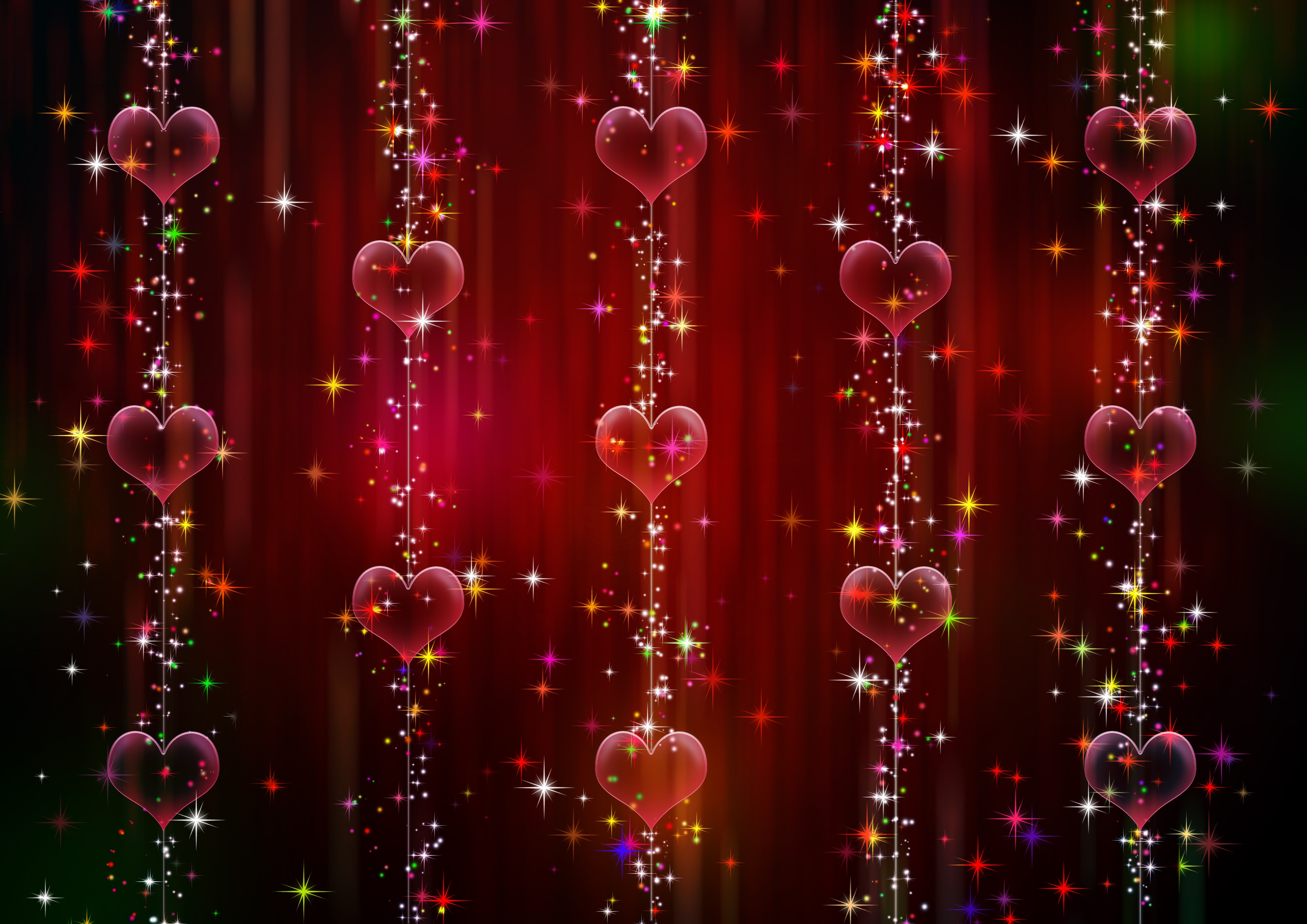 hearts, brilliance, abstract, red, shine cell phone wallpapers