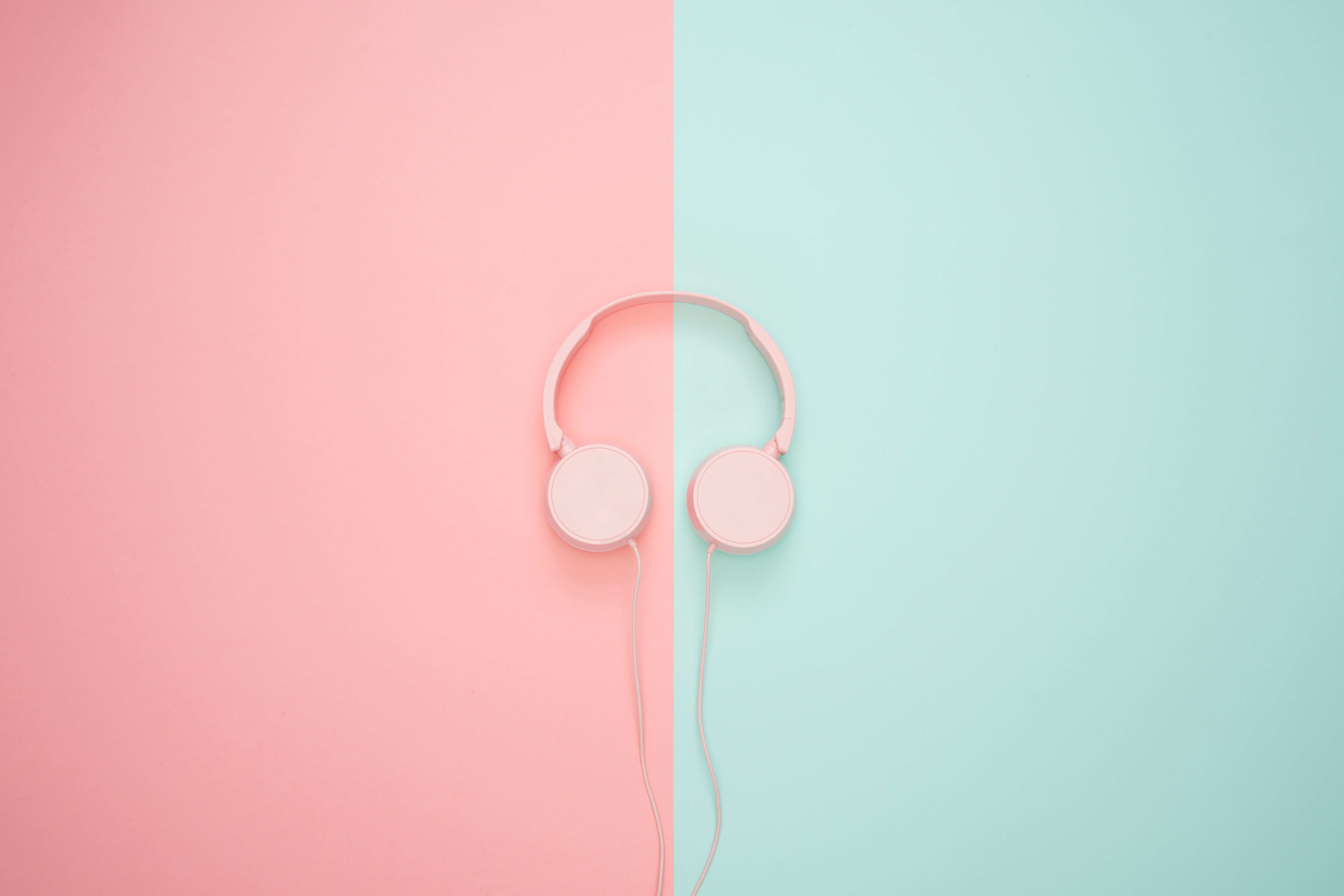 headphones, minimalism, pastel, pink HD wallpaper