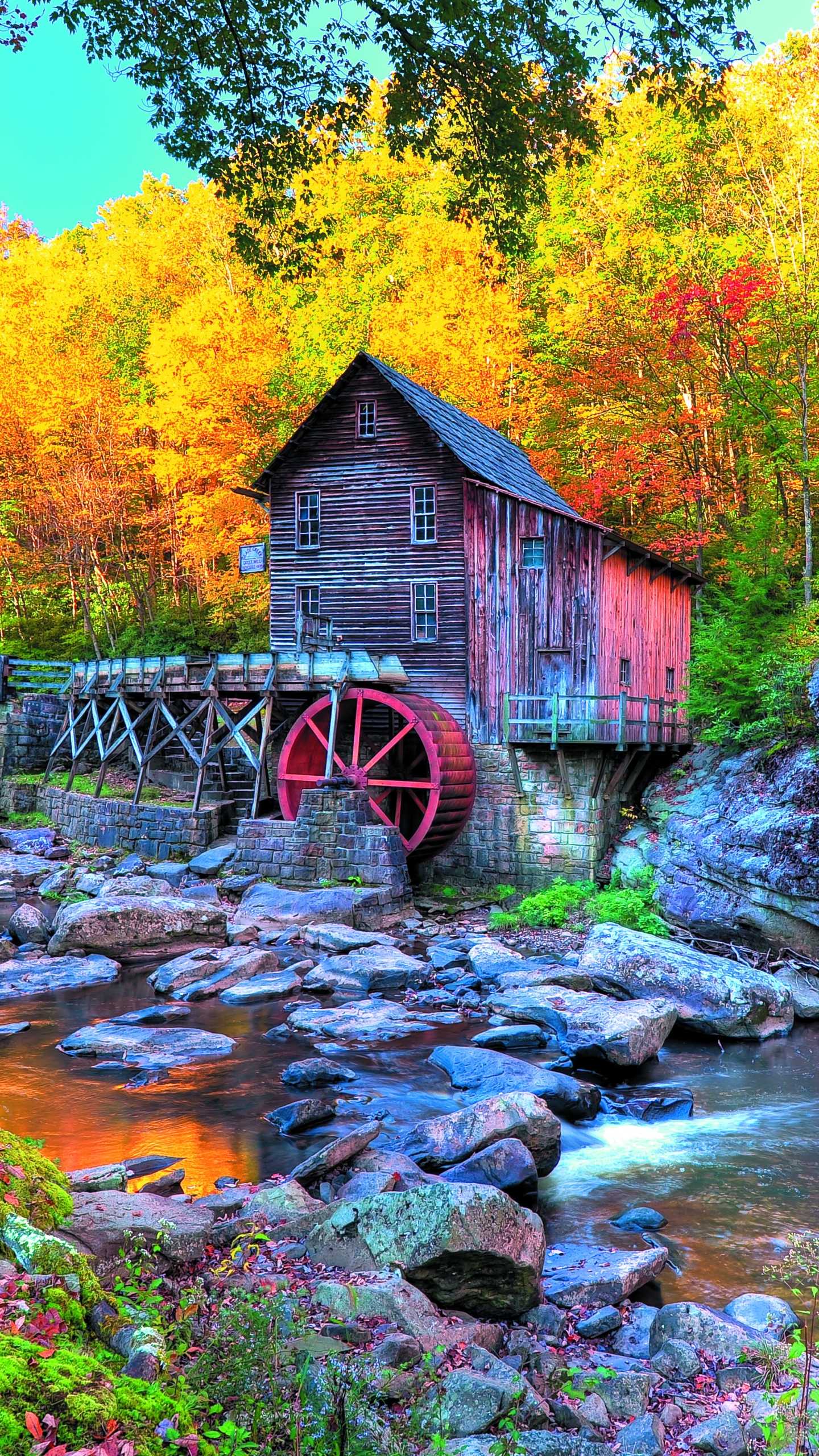 man made, watermill, mill, fall for android