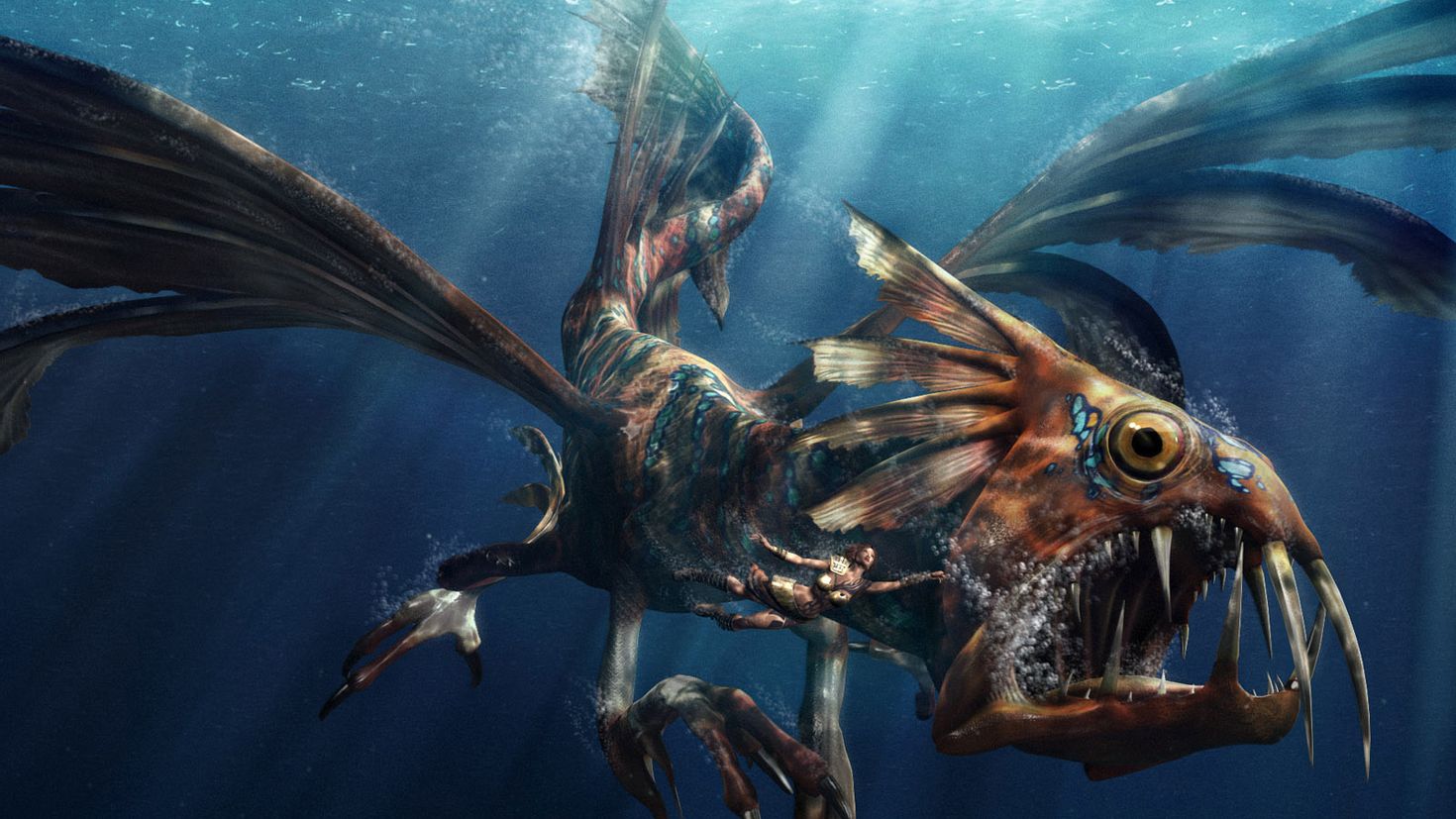Неведомые воды. Морской дракон (Draco Marinus). Подводные монстры. Фантастические существа. Необычные морские существа.