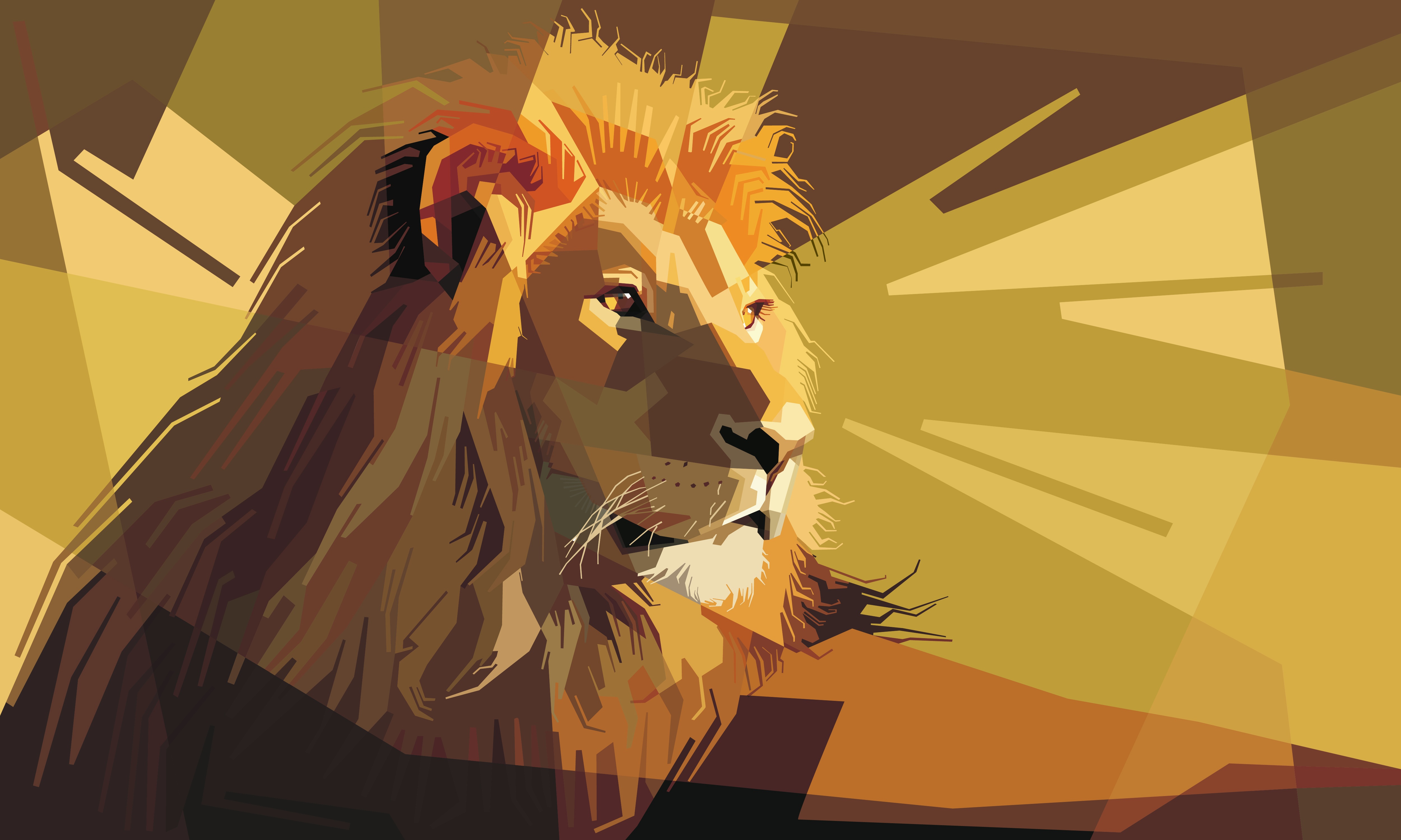 vector, stripes, art, lines, lion, streaks for android