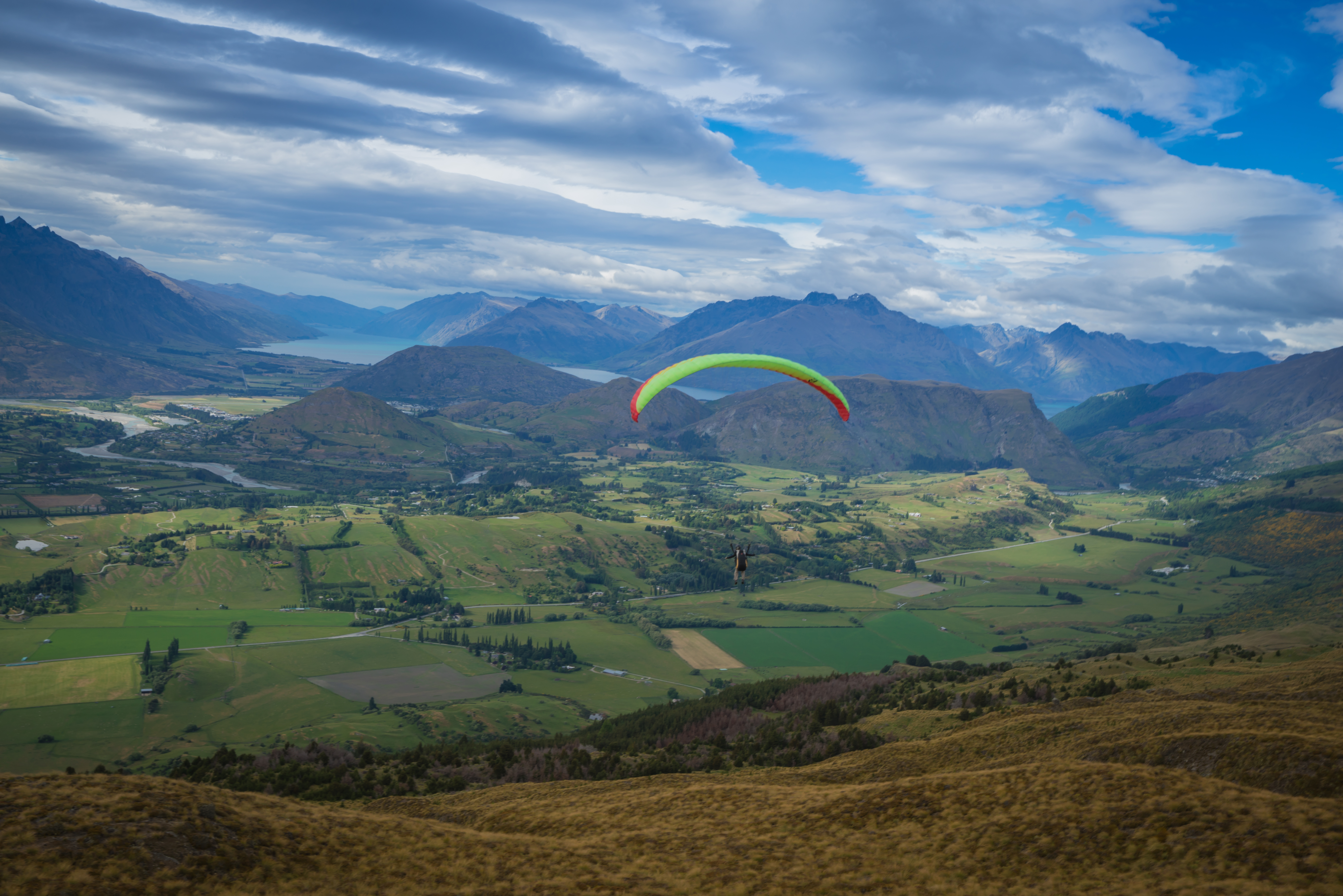 sports, paragliding, landscape, new zealand, queenstown (new zealand) Full HD