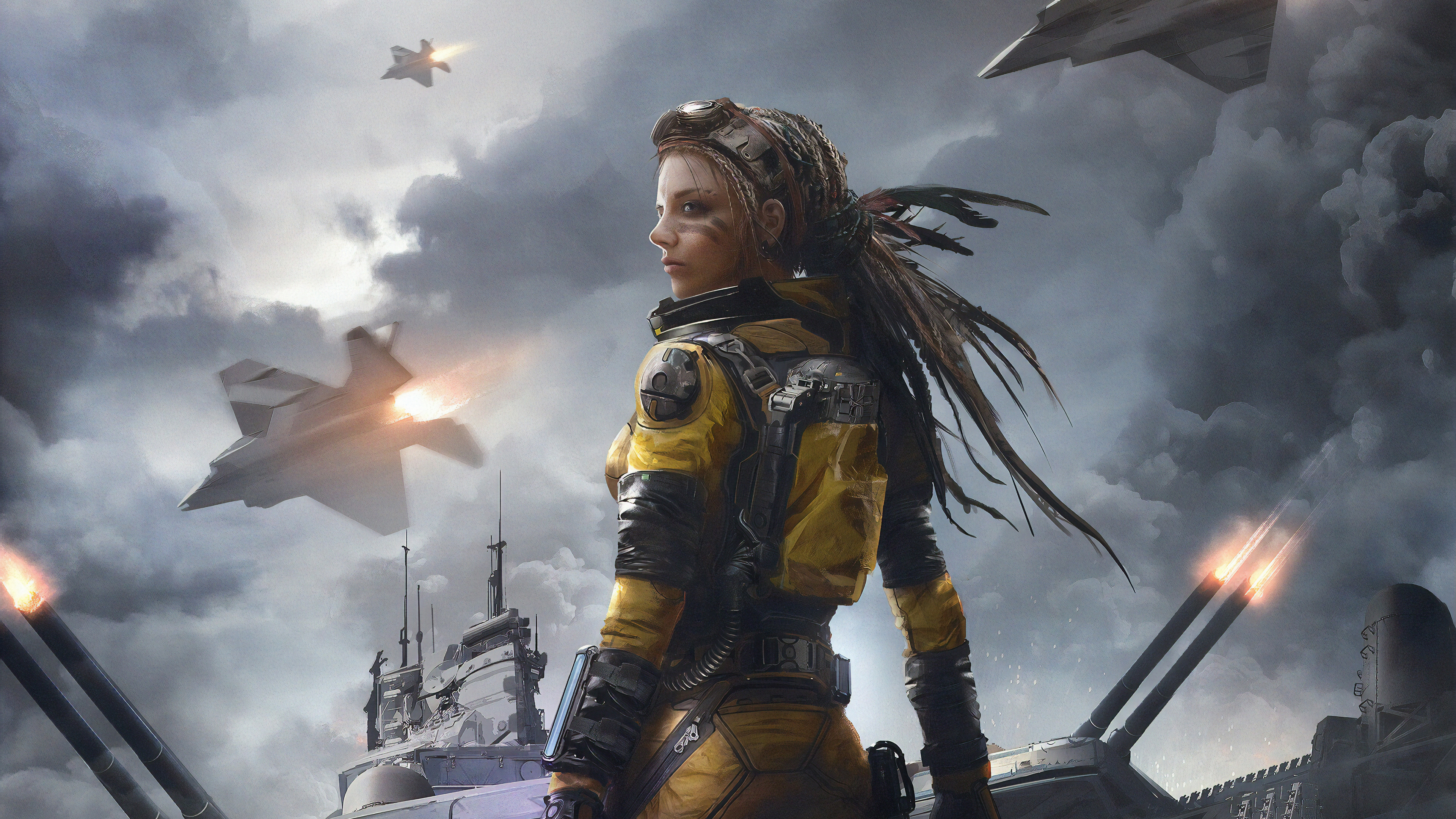 Download mobile wallpaper Sci Fi, Jet Fighter, Dreadlocks, Women Warrior, Woman Warrior for free.