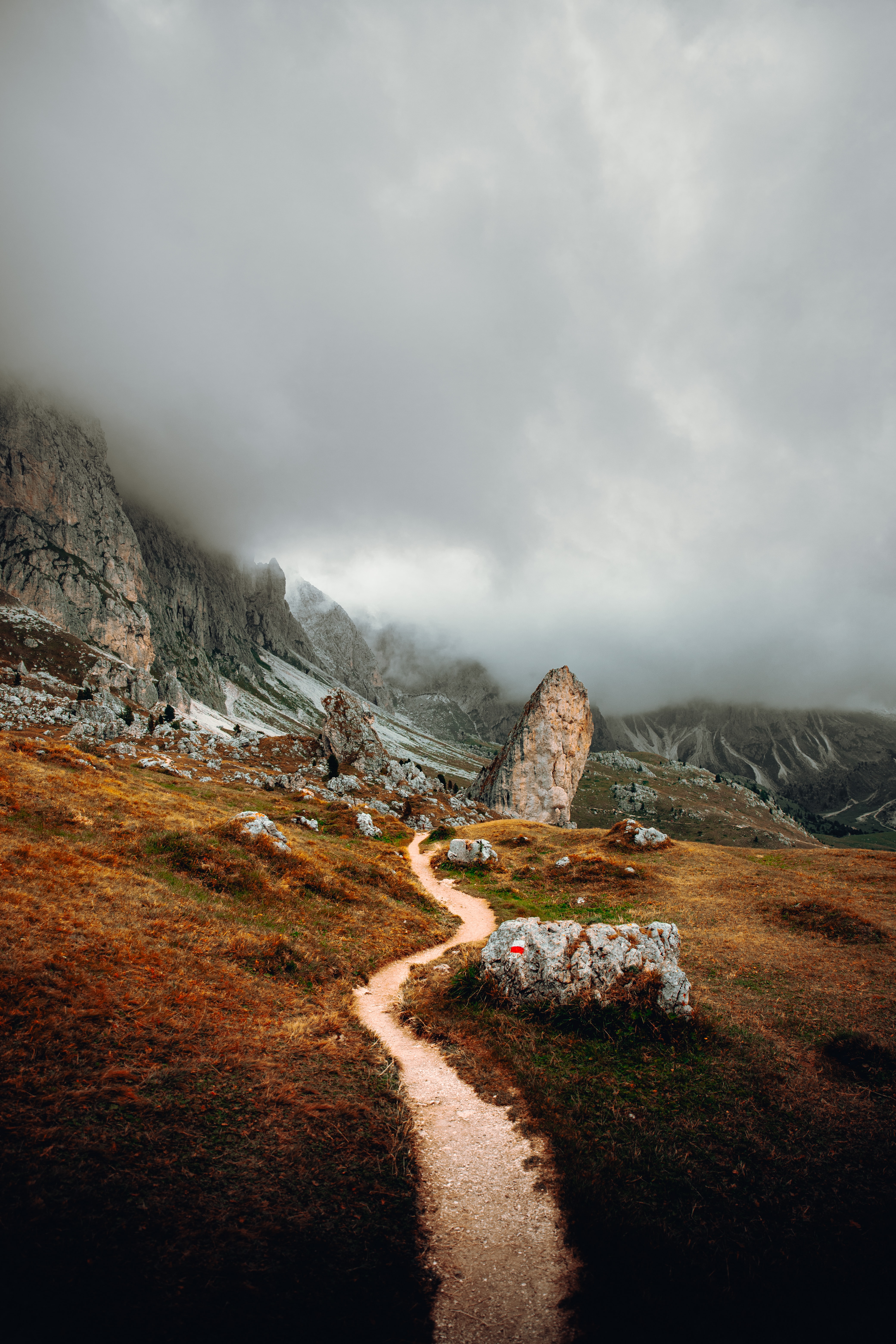 nature, stones, mountains, clouds, road, path, trail HD wallpaper