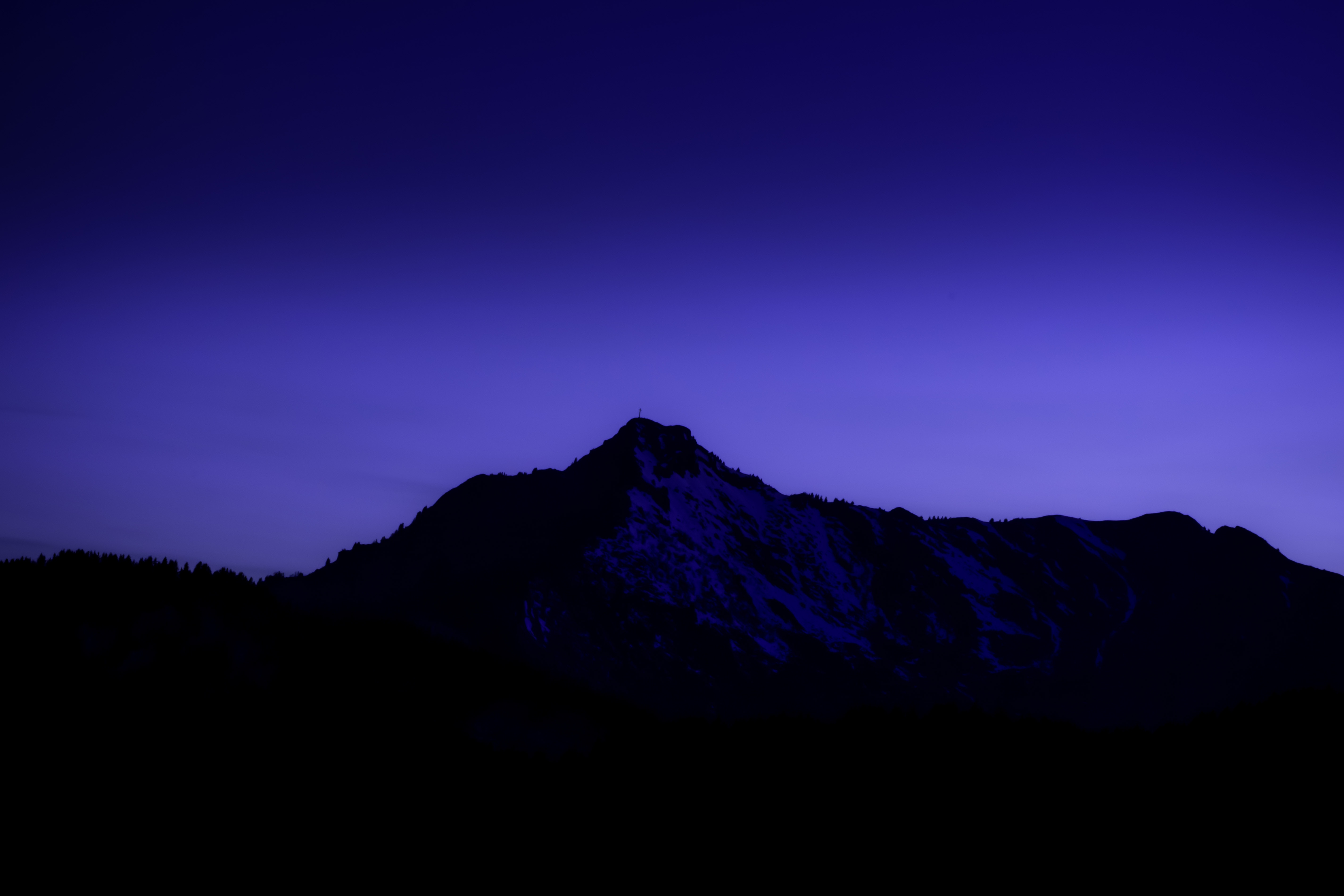 violet, mountains, dark, purple, sky, night UHD