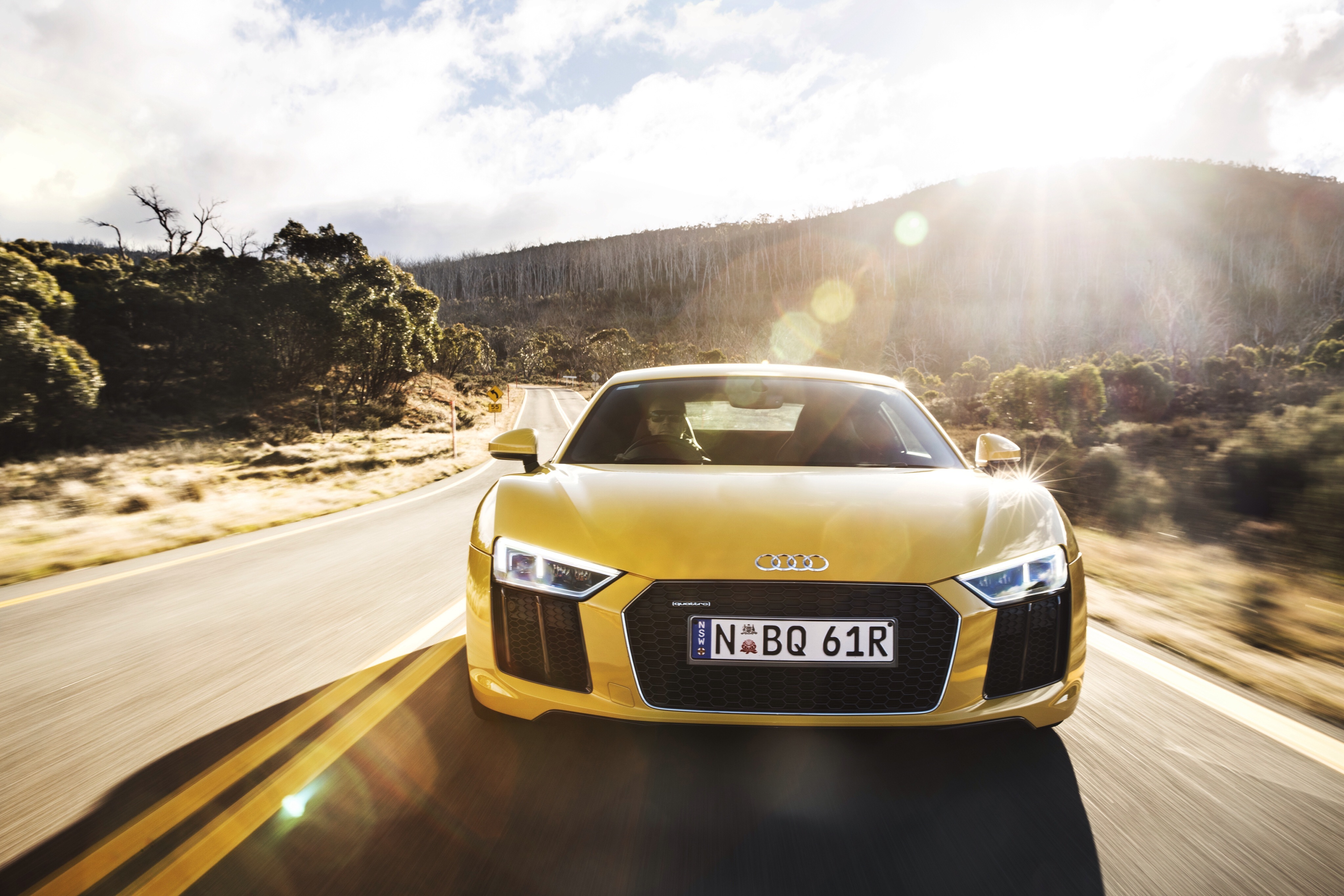cars, front view, audi, yellow, r8, v10