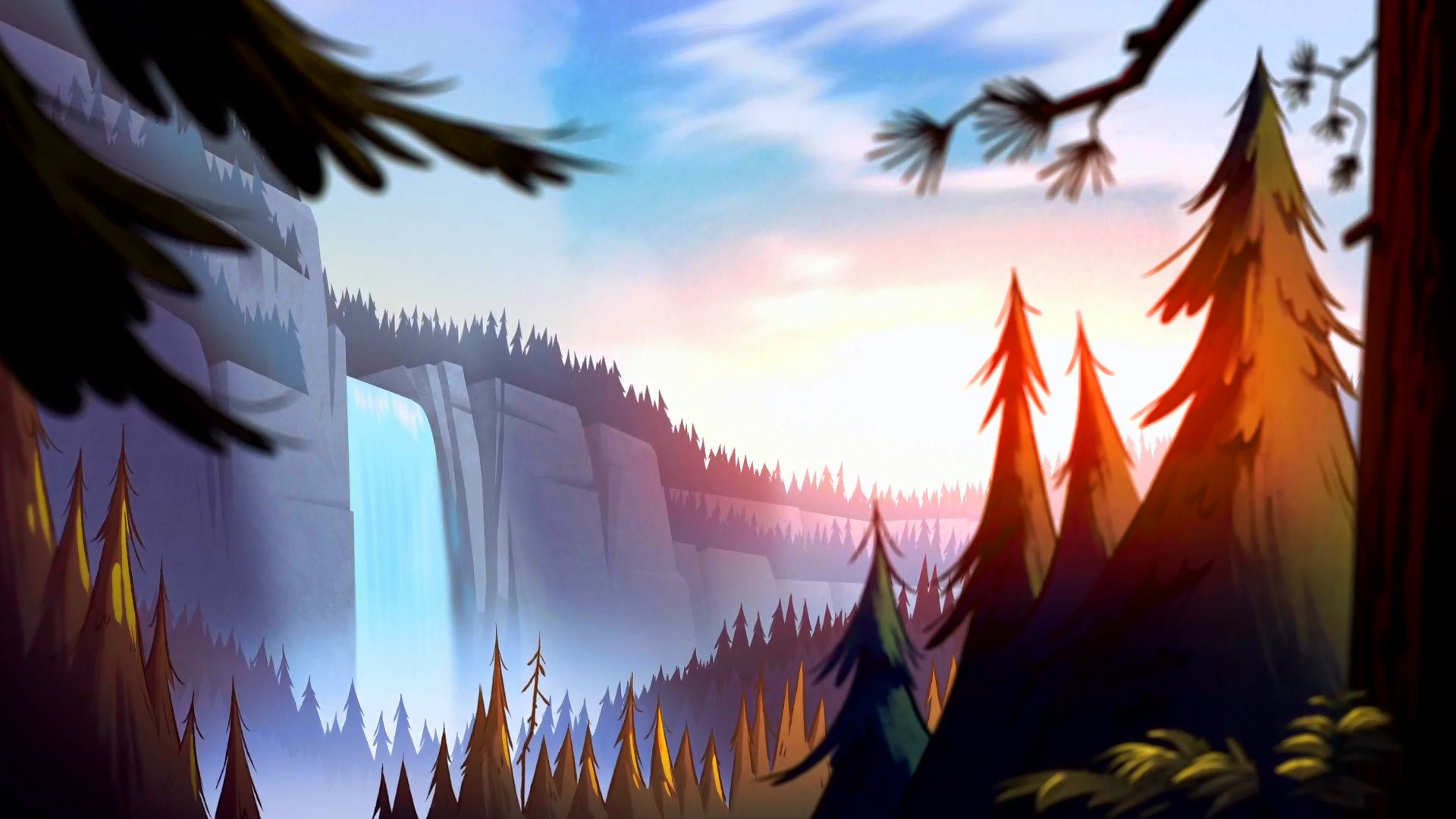 cartoon, gravity falls, tv show, waterfall for android