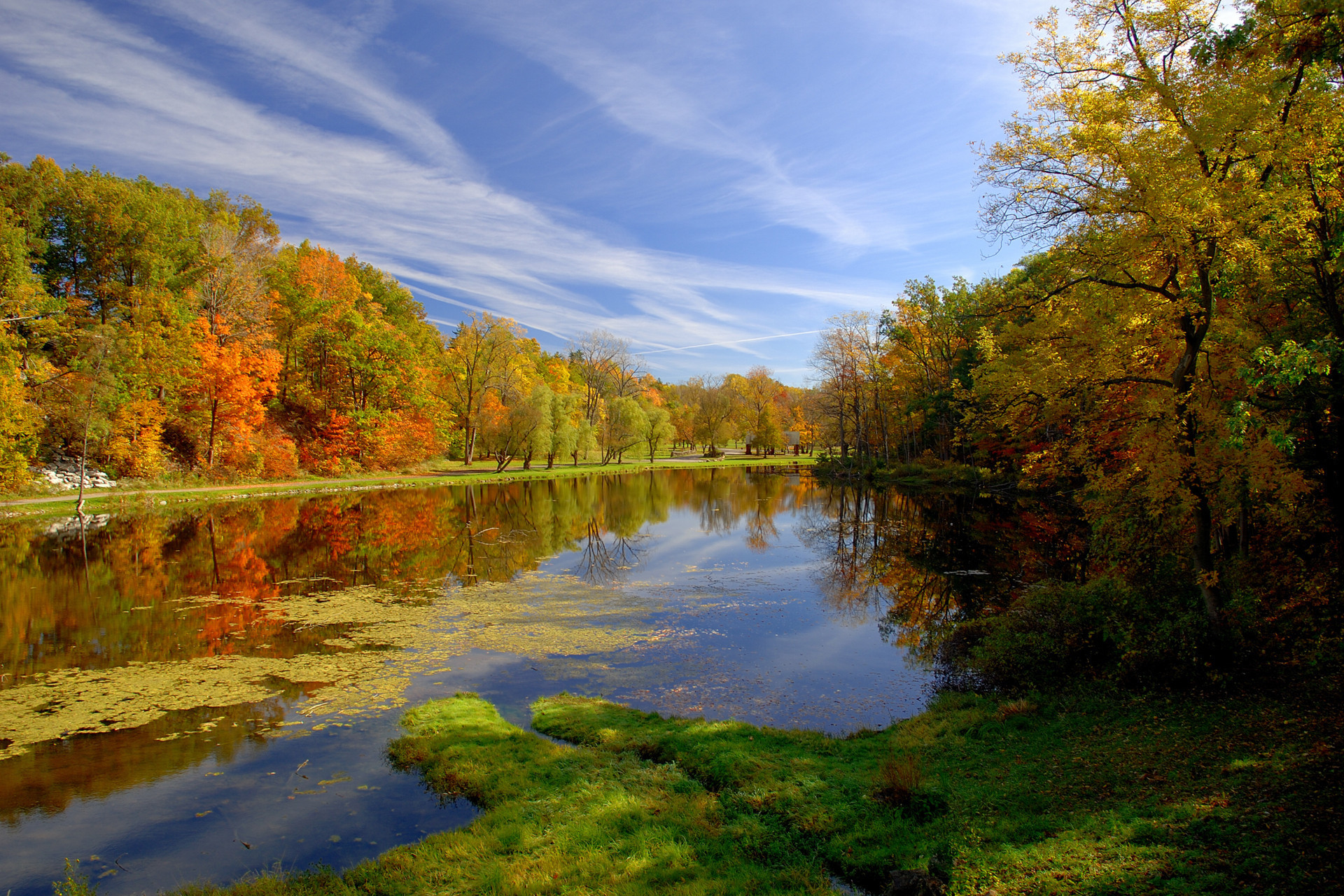 20832 скачать обои река, осень, пейзаж, деревья, синие - заставки и картинки бесплатно