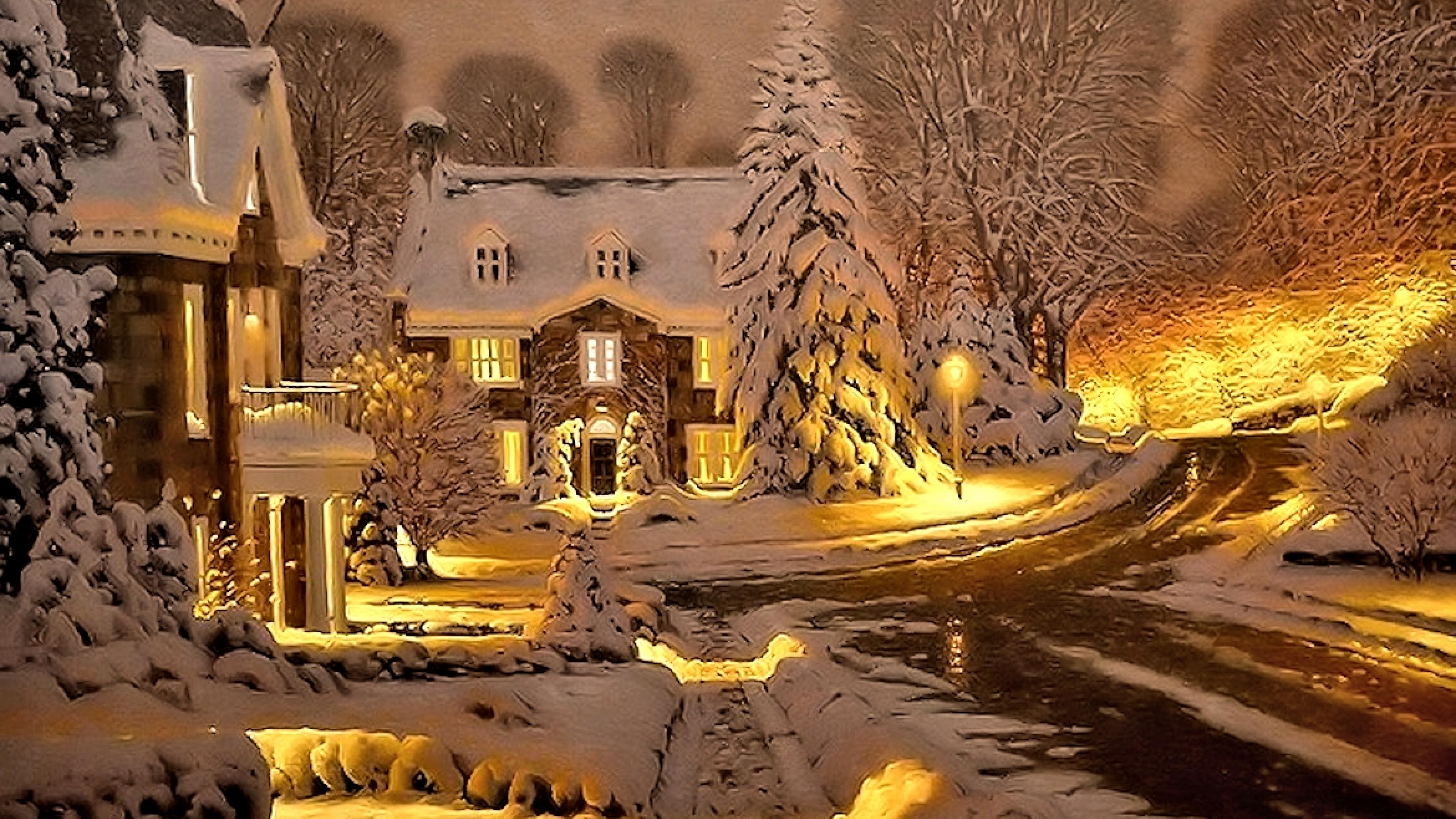 Теплого вечера на улице. Зимние картины Ричарда Савойя.