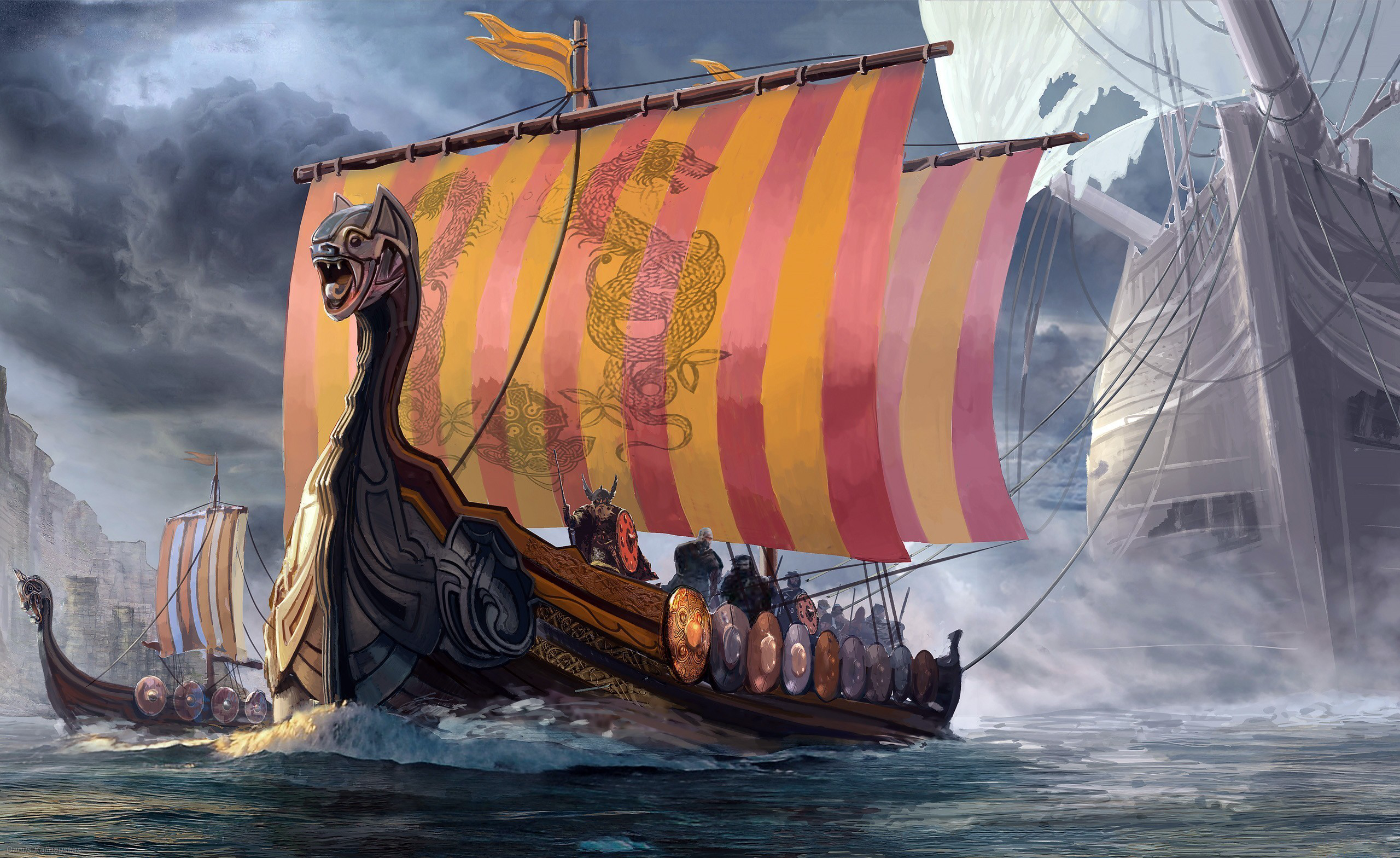 Ладья море. Драккар викингов. Дракар корабль викингов. Викинги Драккар море. Драккар корабль драконы.