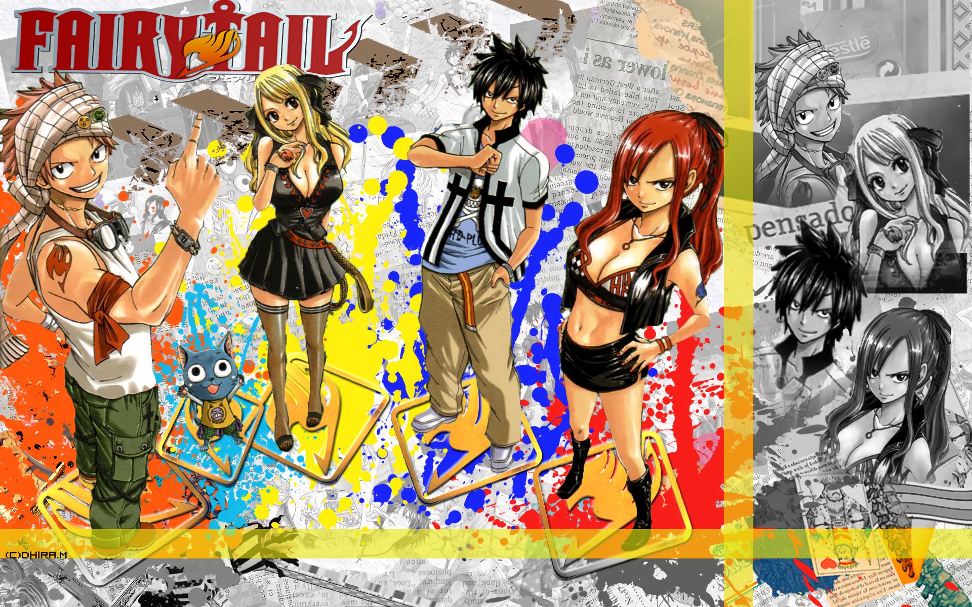 HD desktop wallpaper: Anime, Fairy Tail, Lucy Heartfilia, Natsu Dragneel,  Erza Scarlet, Gray Fullbuster, Happy (Fairy Tail), Plue (Fairy Tail)  download free picture #777474