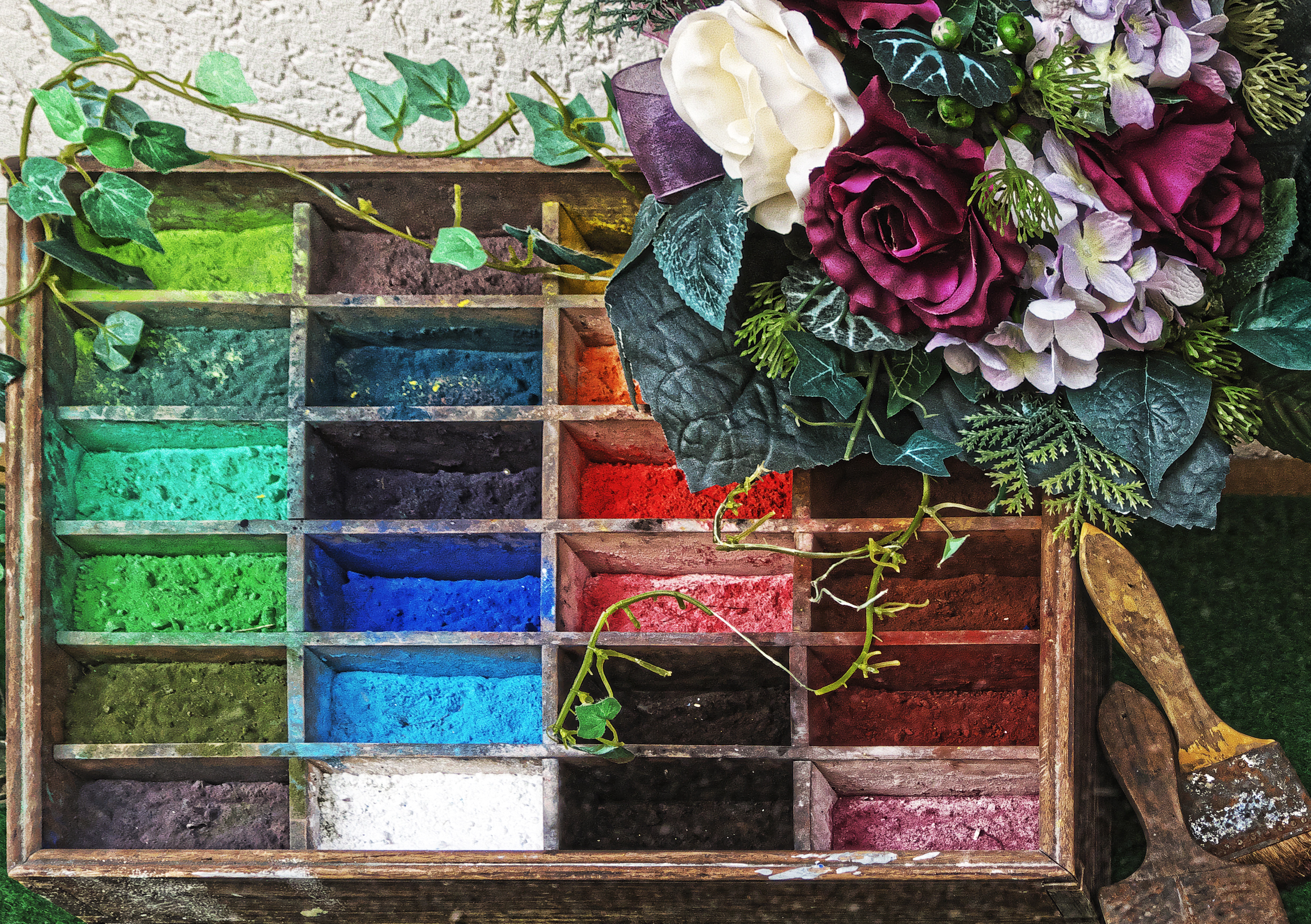 flowers, bouquet, paints, pigments Desktop home screen Wallpaper