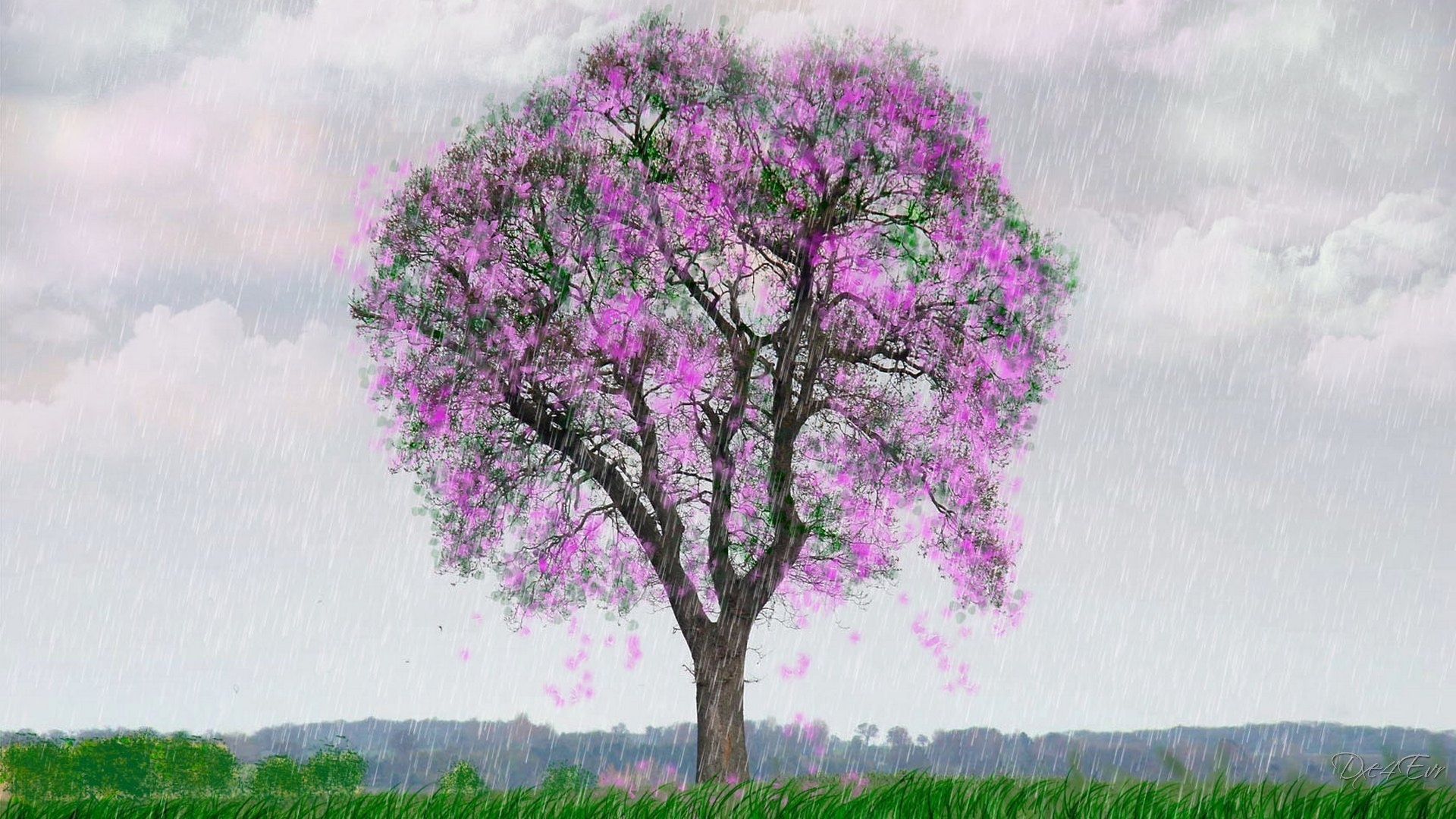 Рисование цветущее дерево