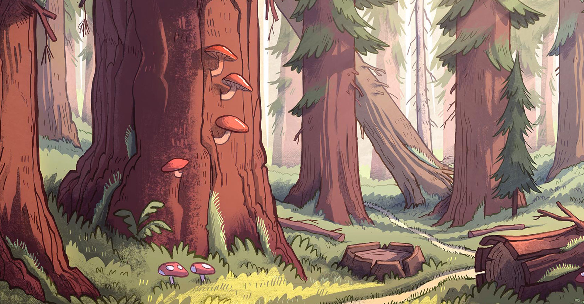 gravity falls, forest, tv show, tree wallpapers for tablet