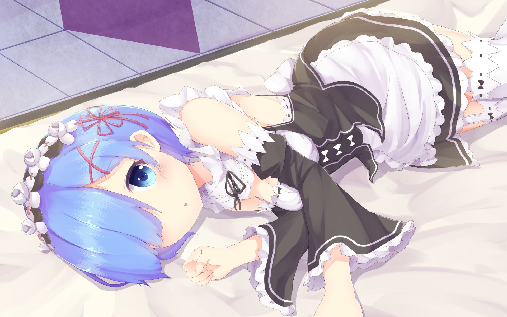 rem (re:zero), anime, re:zero starting life in another world, blue eyes, blue hair, short hair