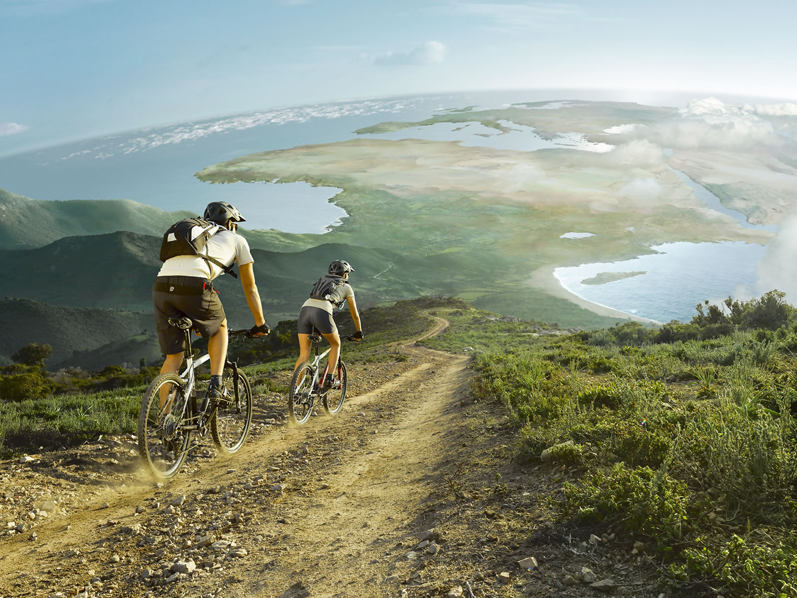 mountain bike, sports, bicycle, dirt road, landscape 4K, Ultra HD