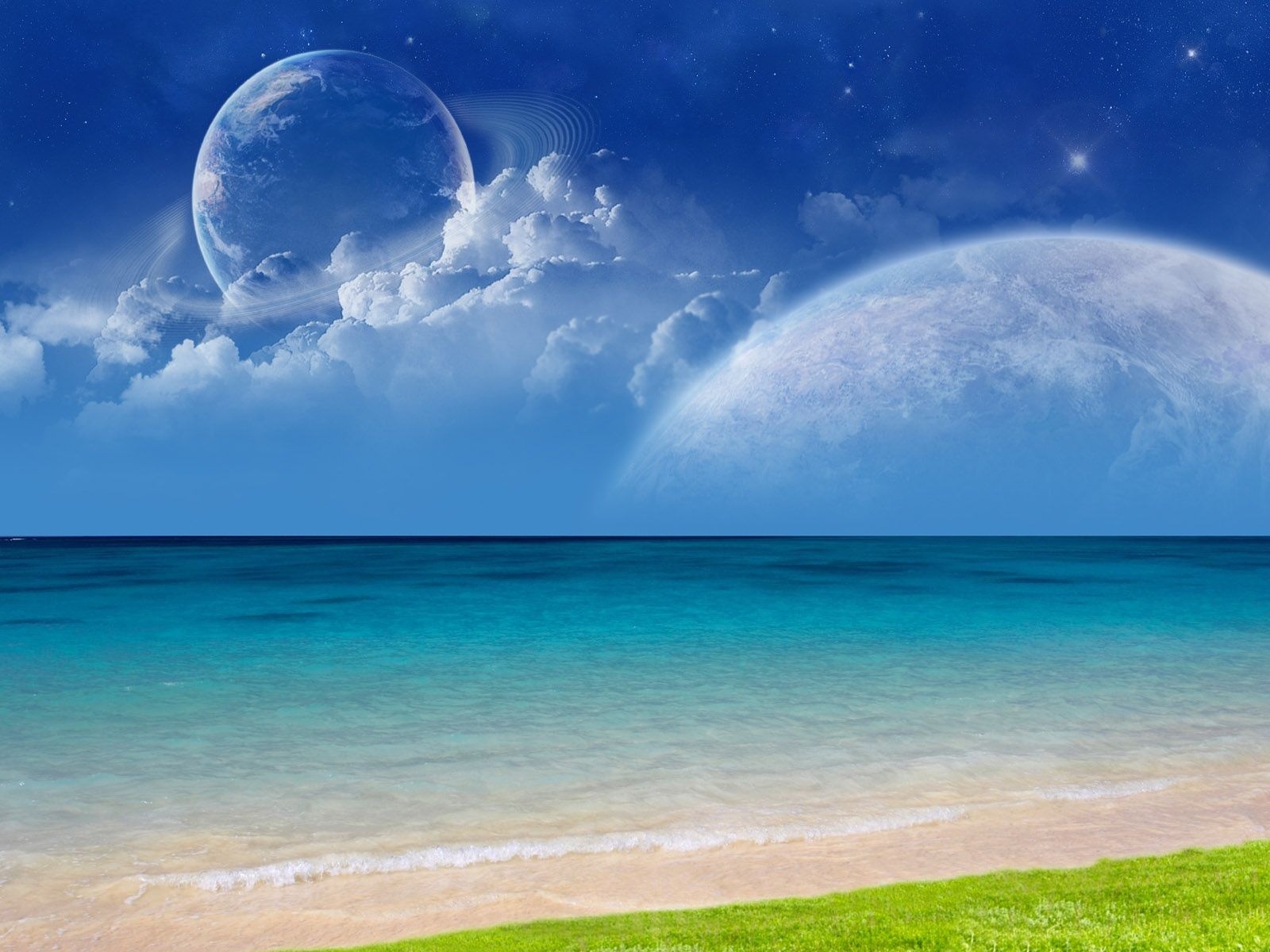 13286 Bild herunterladen planets, wasser, landschaft, sky, sea, clouds, blau - Hintergrundbilder und Bildschirmschoner kostenlos