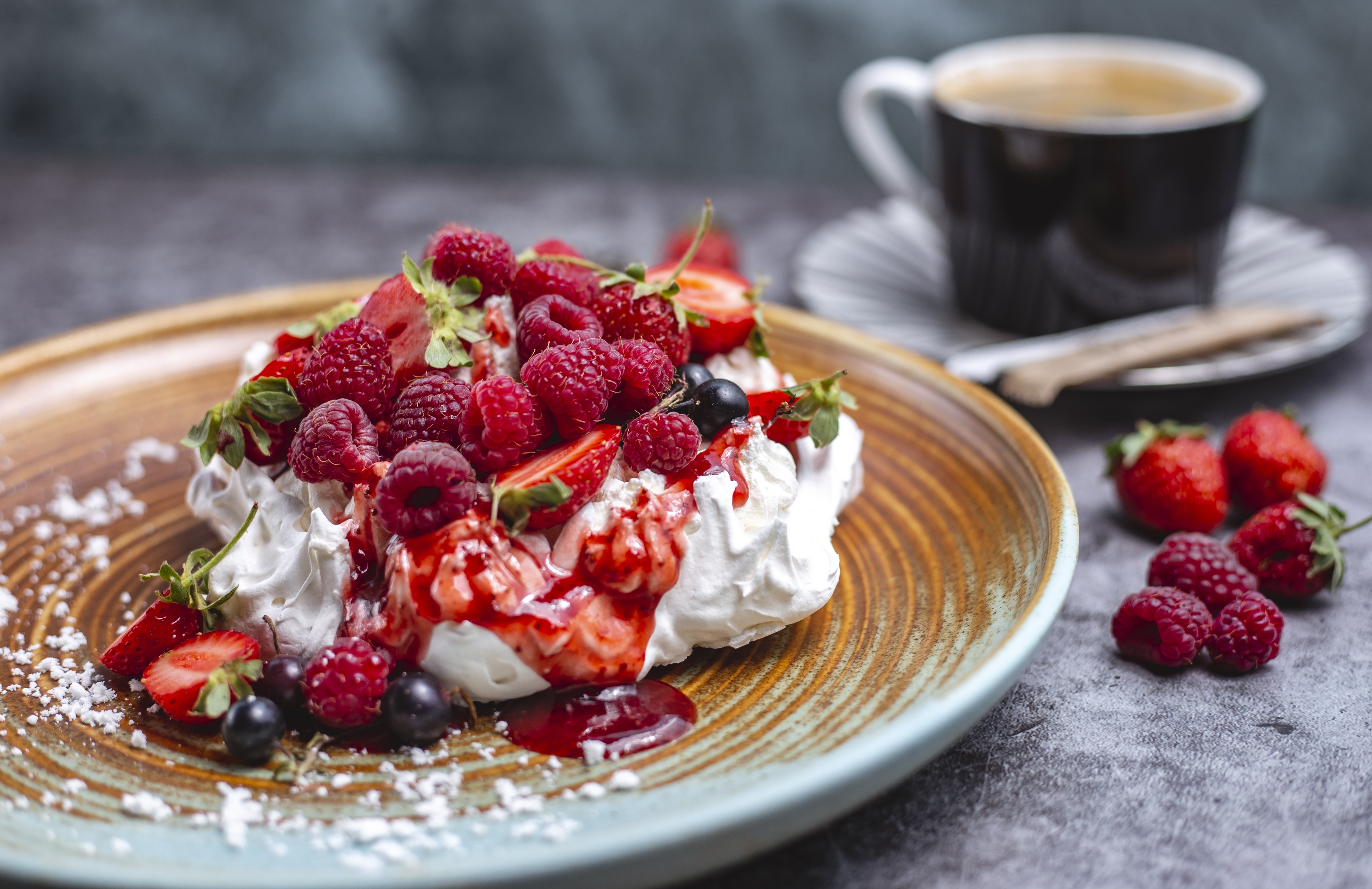 food, dessert, berry, meringue Smartphone Background