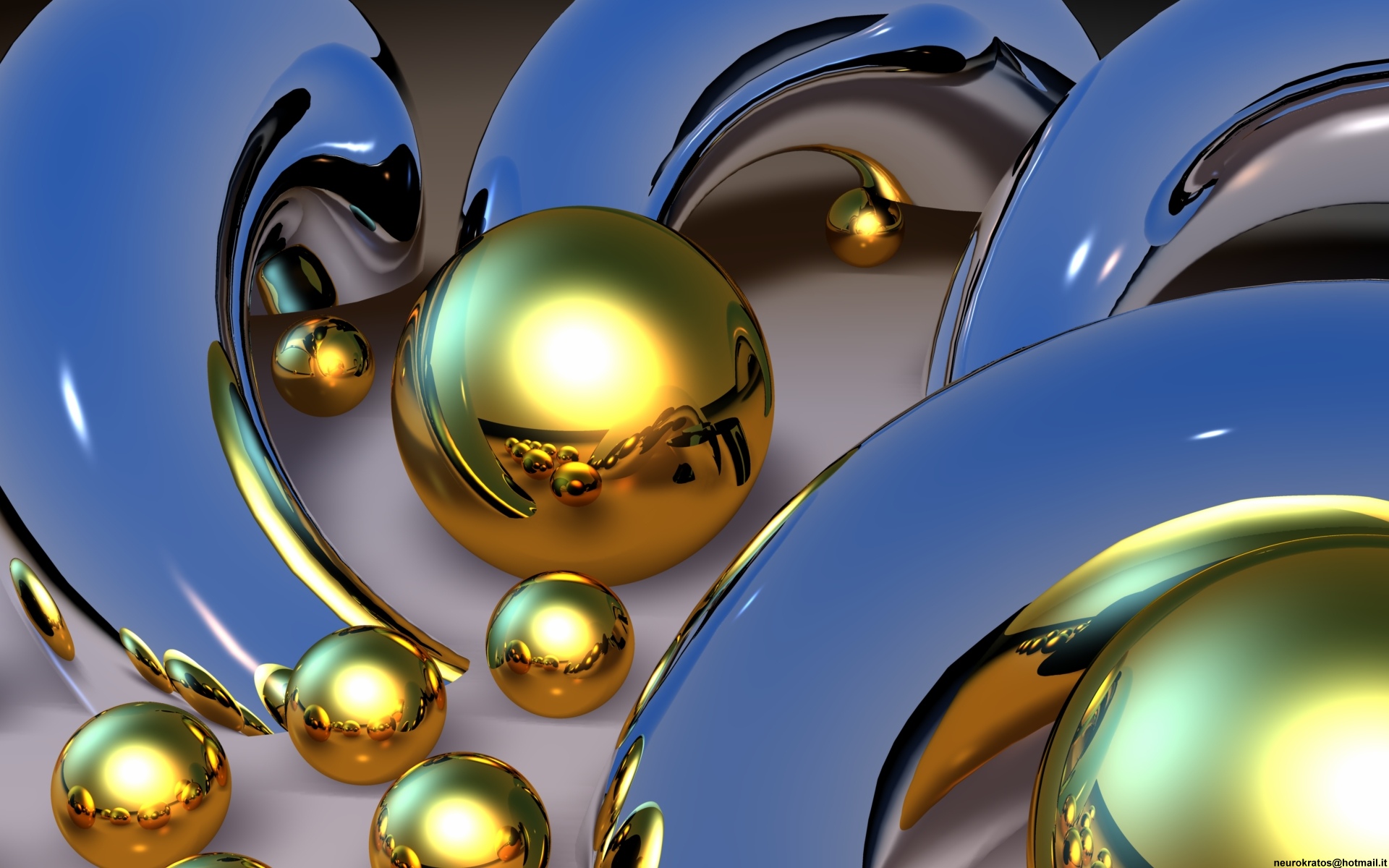 metal, abstract, cgi, sphere, gold, silver 4K