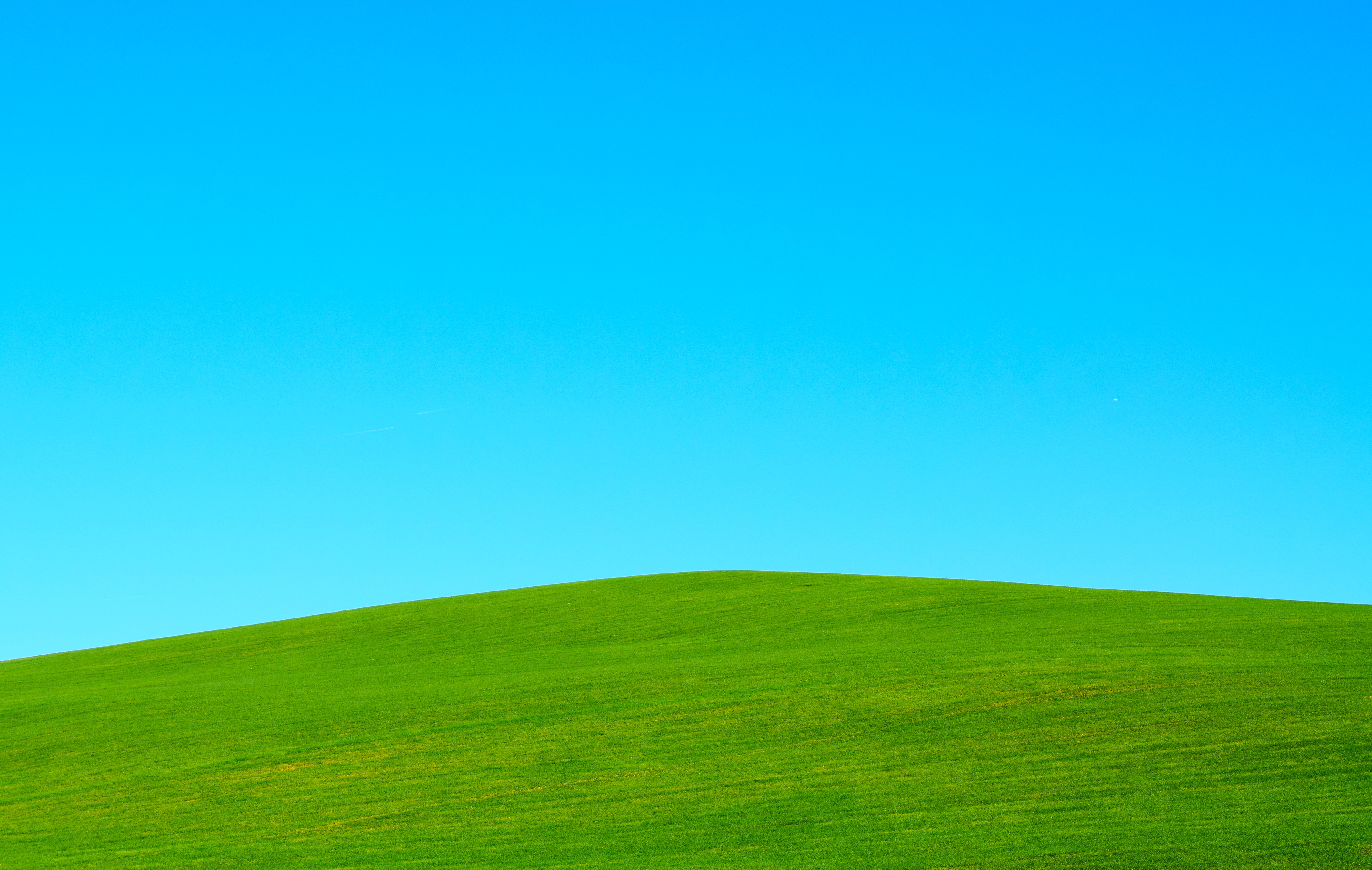lawn, minimalism, sky, hill 4K