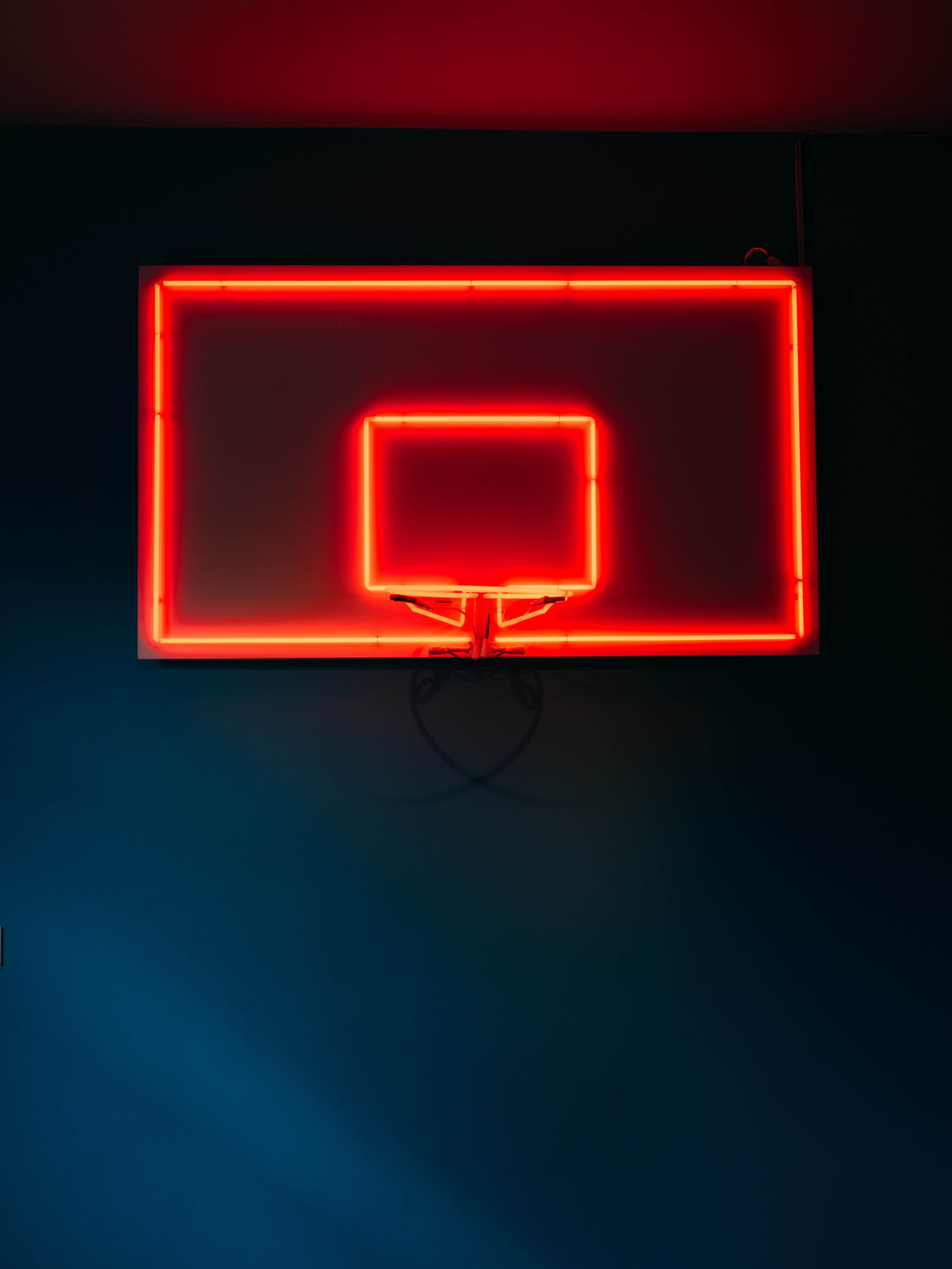 144802 Bild herunterladen sport, basketball, rot, scheinen, licht, neon, basketballkorb, basketballring - Hintergrundbilder und Bildschirmschoner kostenlos
