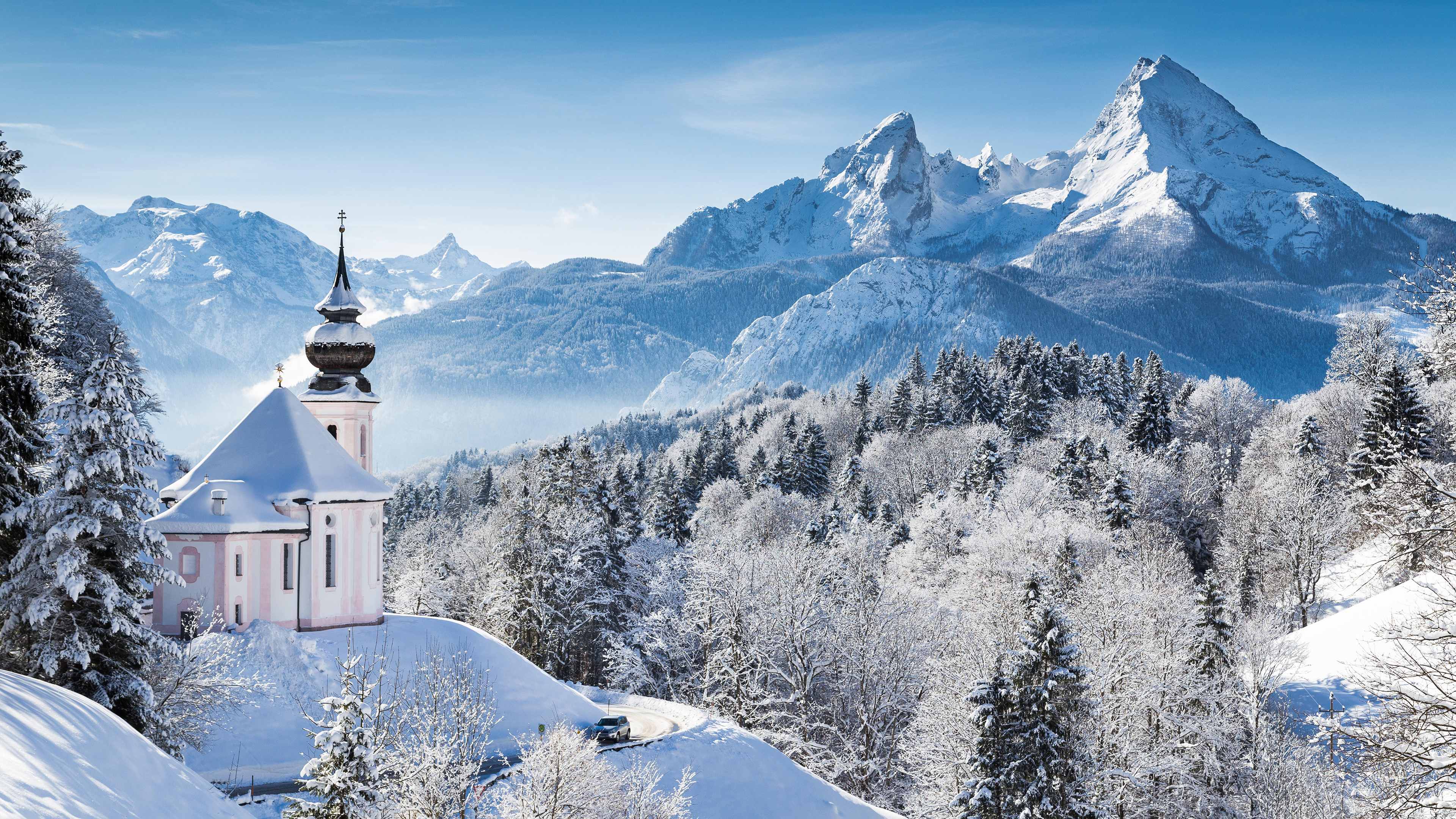 religious, church, mountain, snow, tree, winter, churches