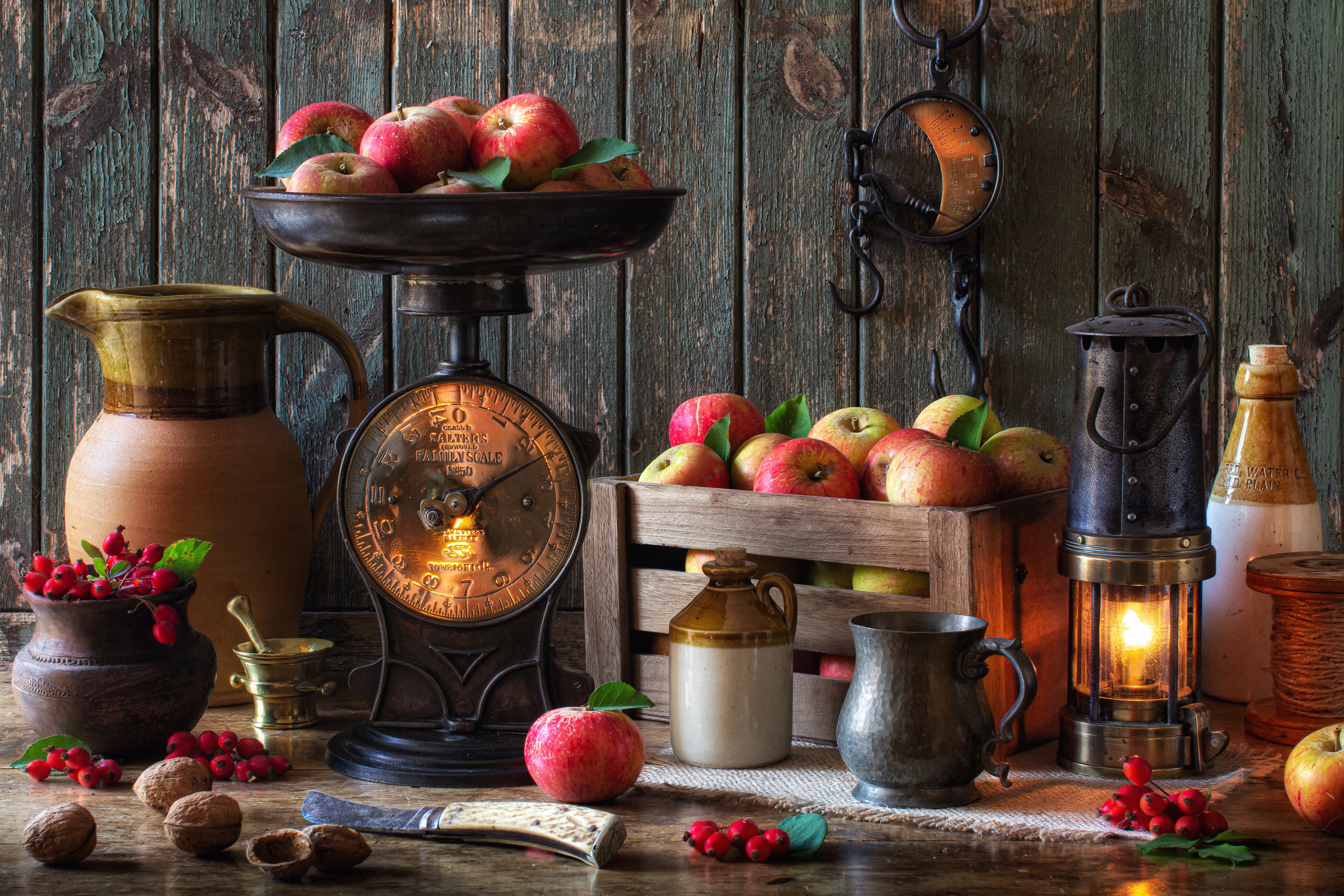 Download mobile wallpaper Apple, Still Life, Lantern, Berry, Fruit, Photography, Pitcher for free.