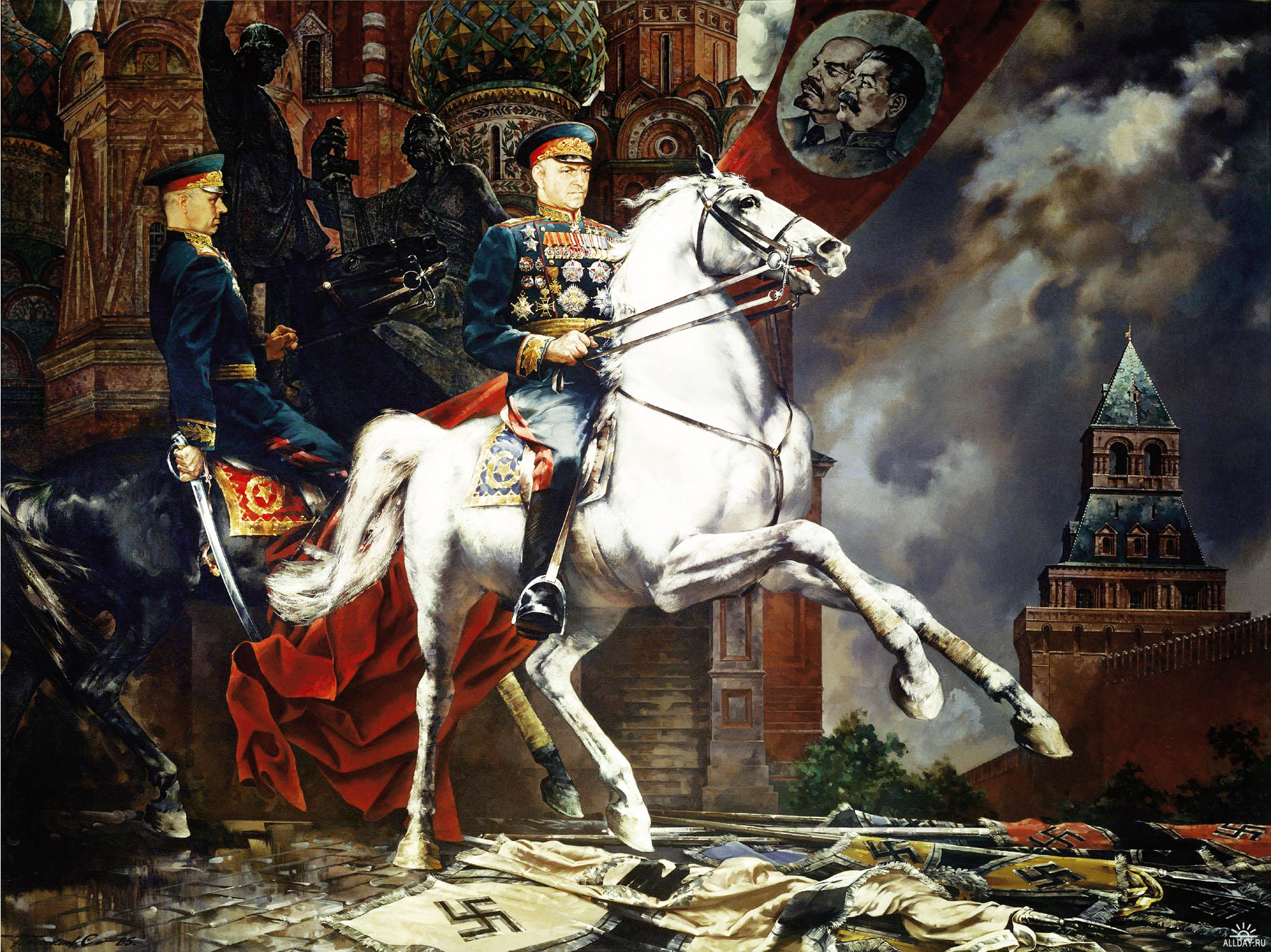 552627 baixar papel de parede militar, artístico, cavalo, kremlin, pintura, rokossovsky, rússia, russo, dia da vitória - protetores de tela e imagens gratuitamente