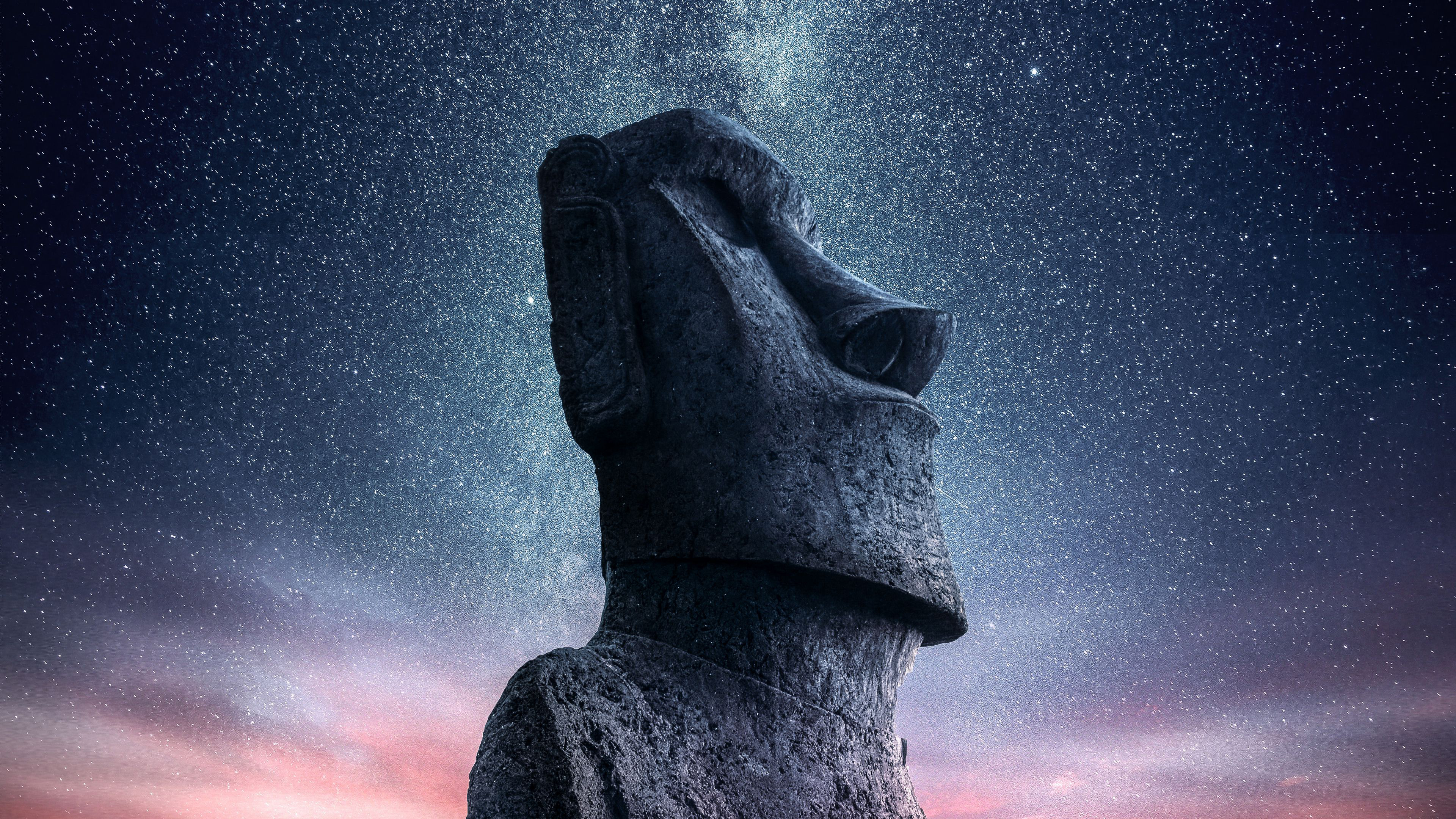 983098 baixar imagens moai, feito pelo homem, ilha da páscoa, estátuas moais, estrelas - papéis de parede e protetores de tela gratuitamente