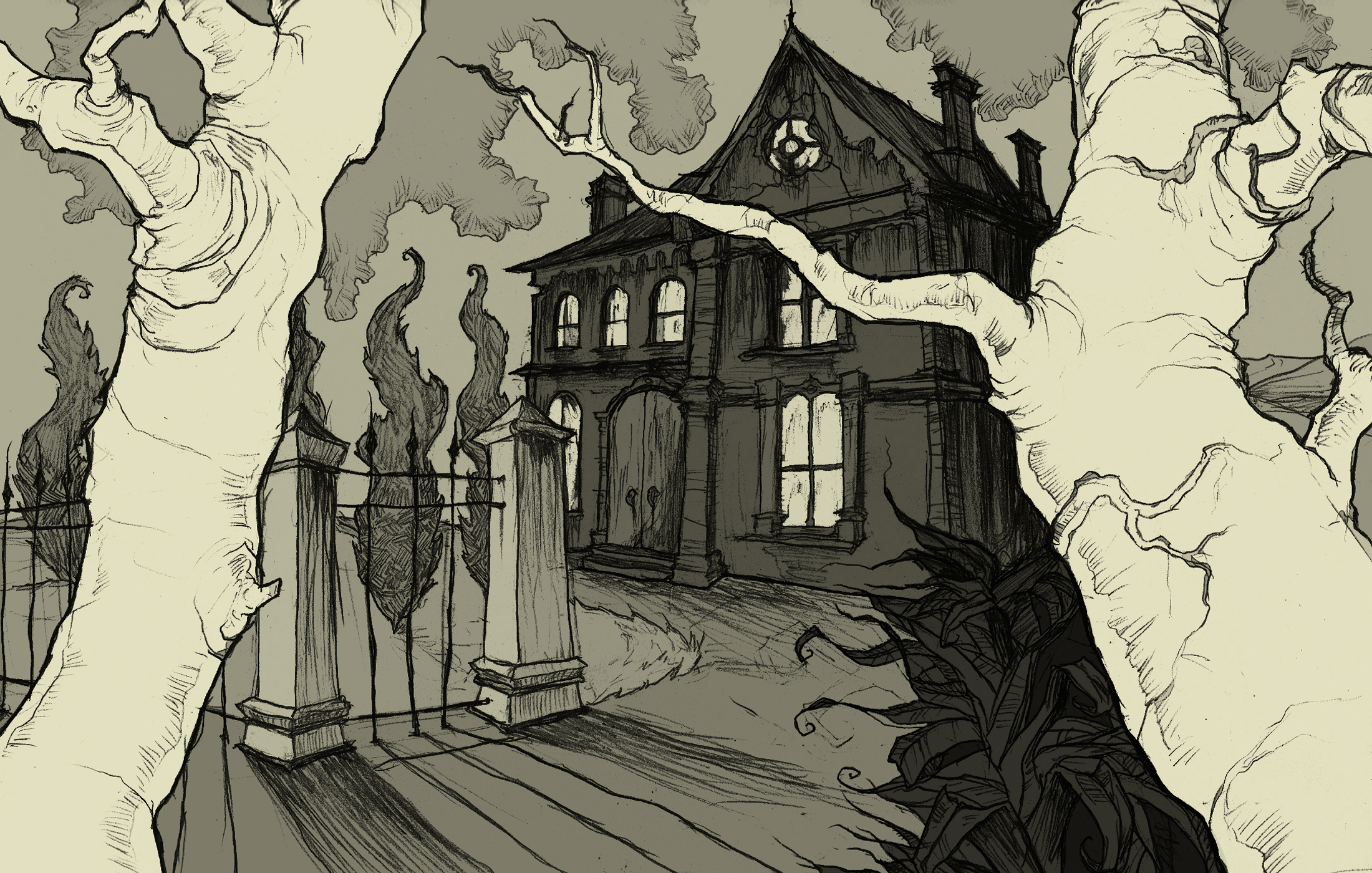 Download mobile wallpaper Halloween, Dark, Holiday, Haunted, Haunted House for free.