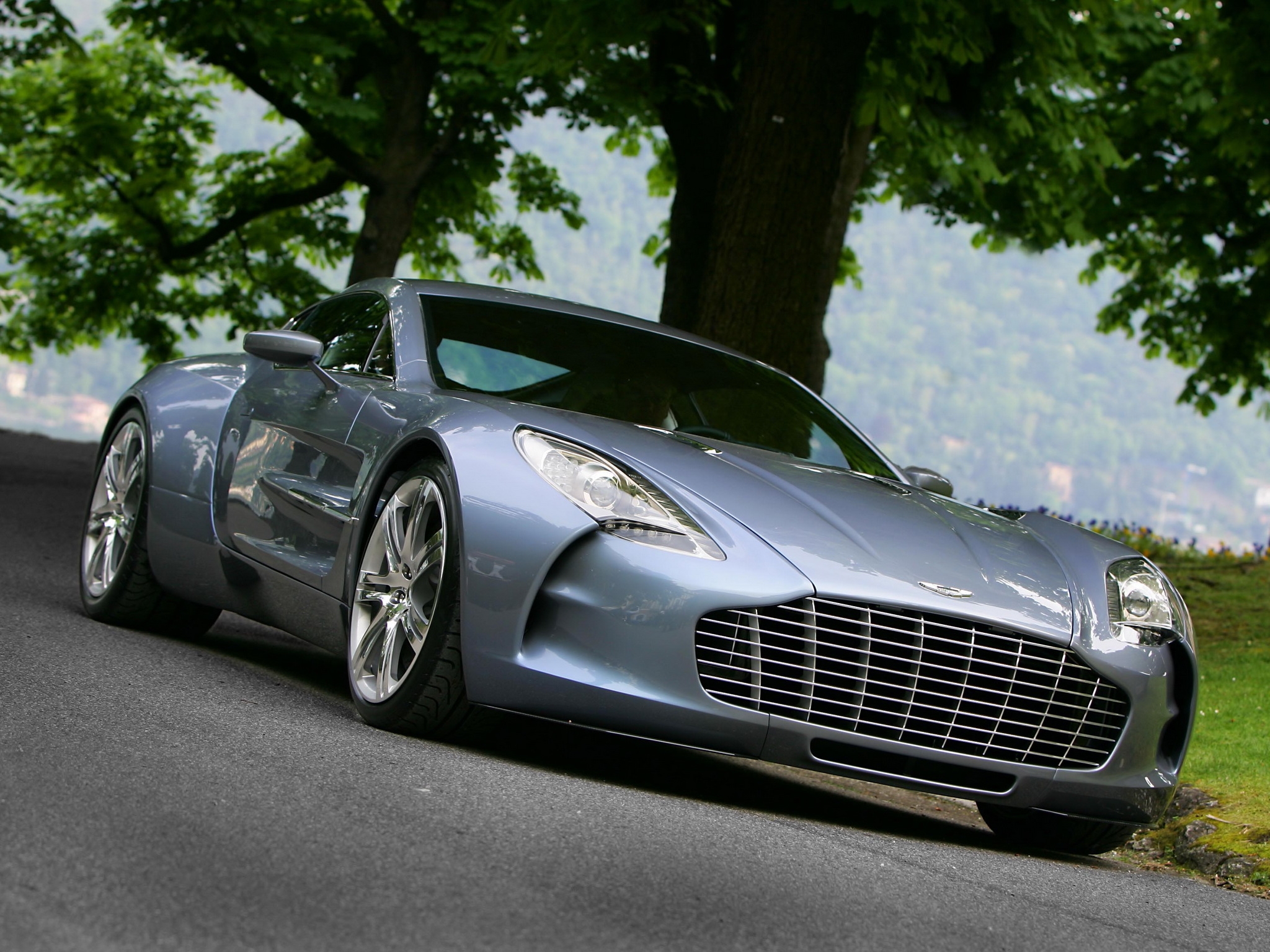 nature, aston martin, cars, blue, front view, 2009, one 77 1080p