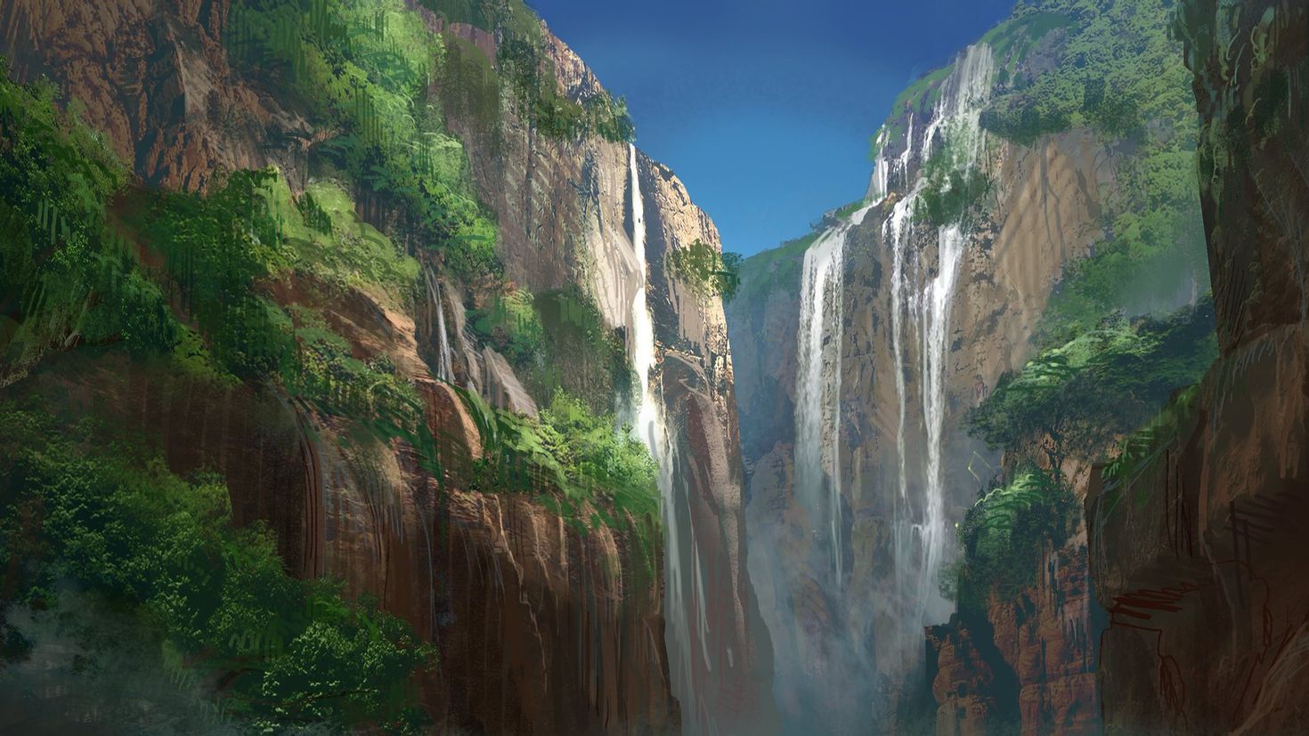 Поле водопад аниме