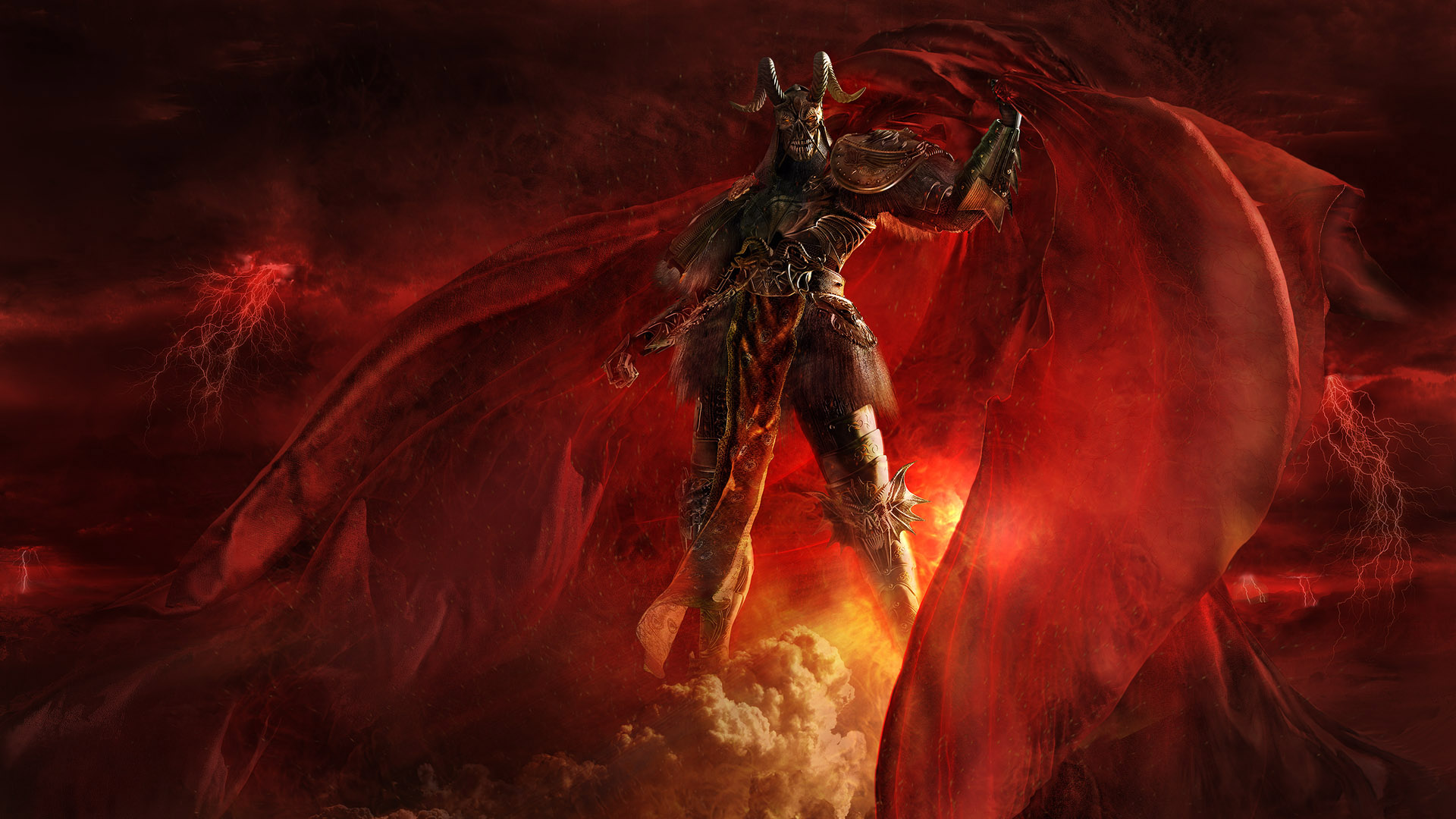 Download mobile wallpaper Hell, Evil, Demon, Fantasy, Fire, Warhammer, Dark for free.
