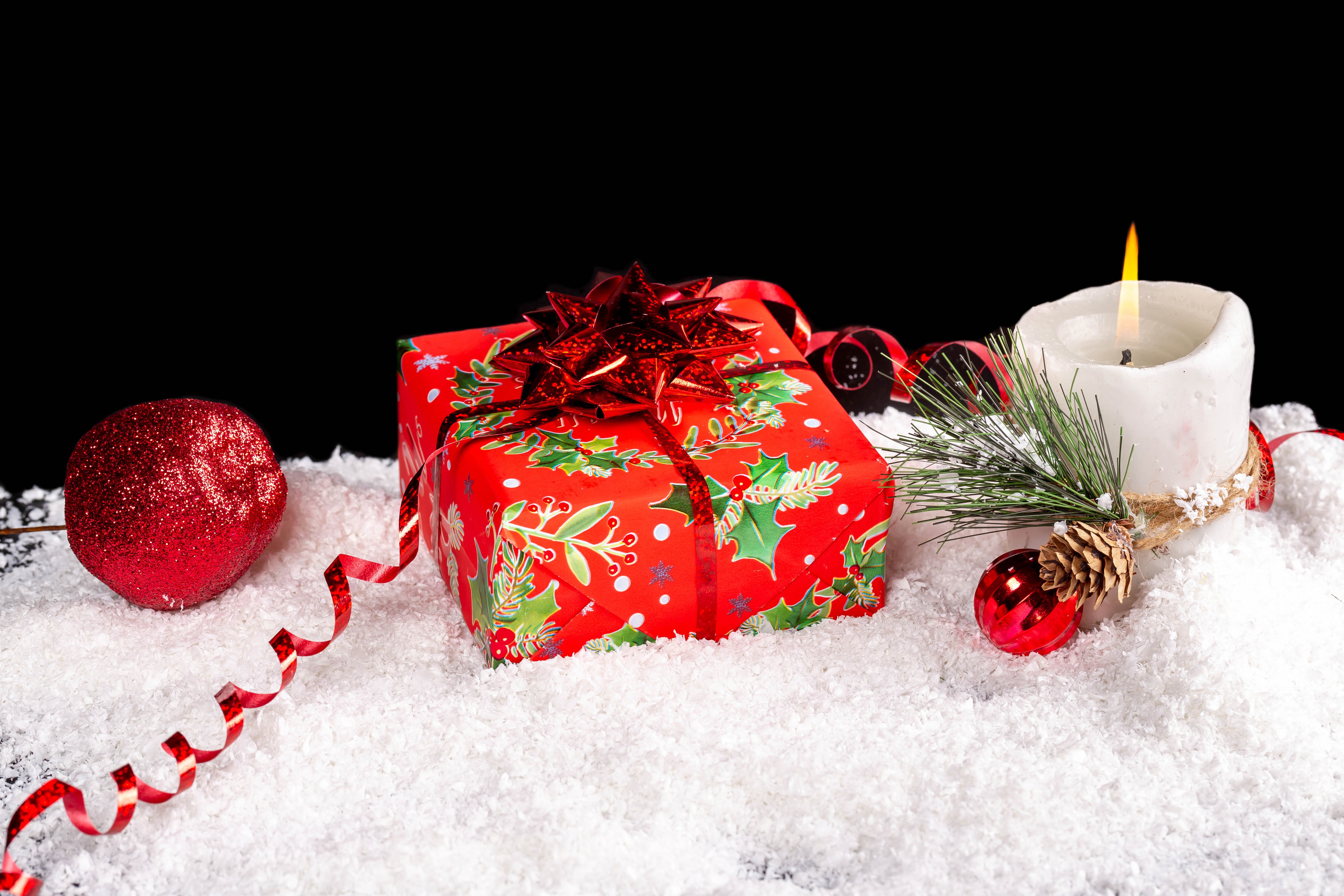 box, holiday, christmas, candle, decoration, gift